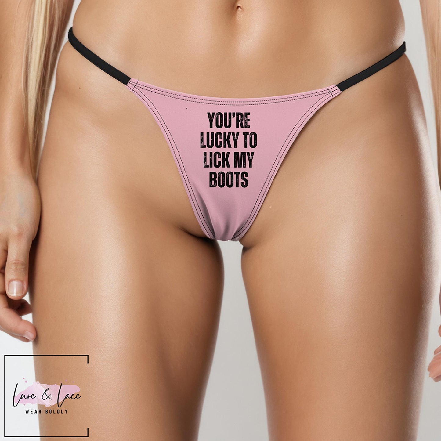 You're Lucky To Lick My Boots Sexy Thong, Domme G-String, BDSM Dominatrix Lingerie Panties, Hotwife Lifestyle, Queen of Spades