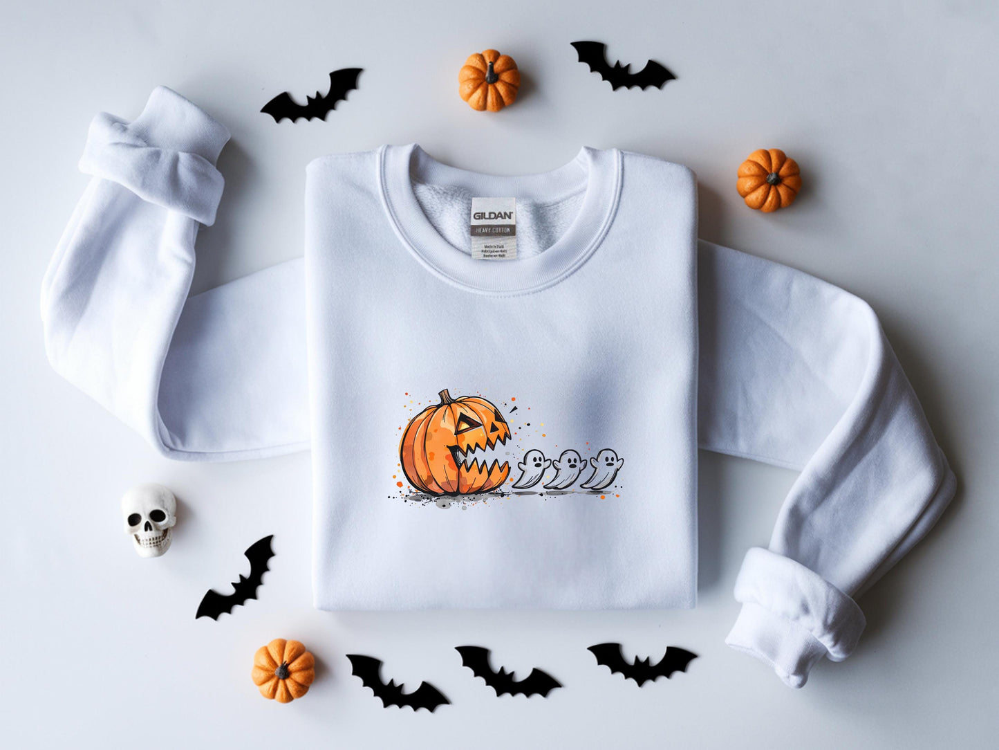 Halloween sweatshirt Deadly Pumpkin & Ghosts Funny Sweater Spooky Ghosts