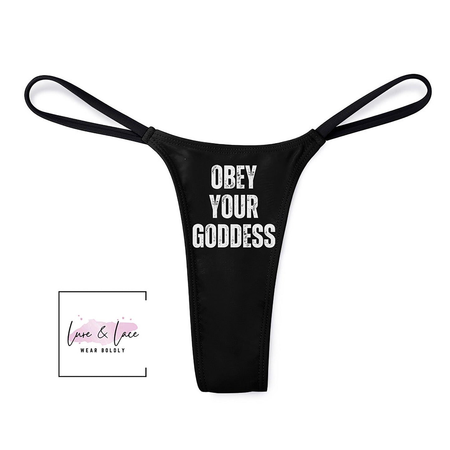 Obey You Goddess Sexy Thong G-String, Naughty Lingerie Panties, Date Night Underwear