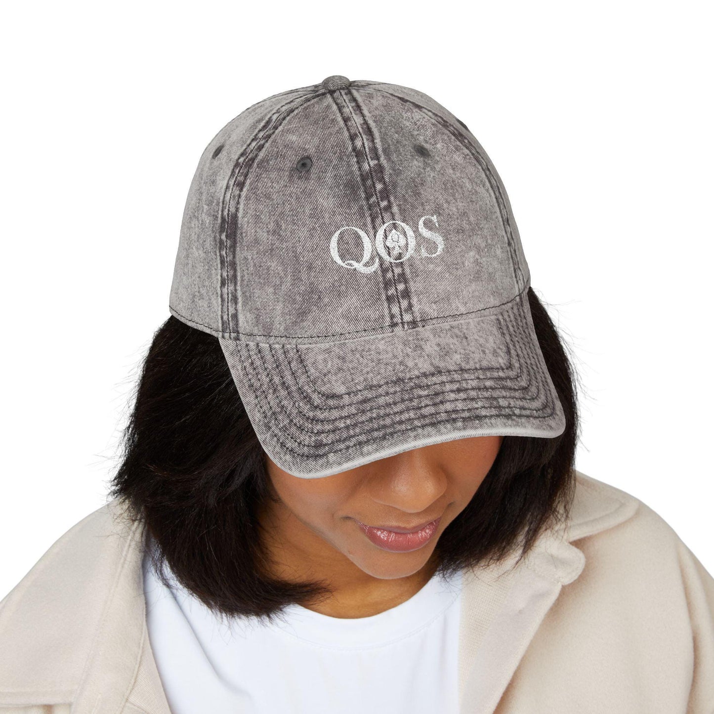 Queen Of Spades Vintage Embroidered Dad Cap | QOS Hat, Kinky Swinger Lifestyle Accessory, Distressed Cotton Twill Cap, BDSM Symbol Hat
