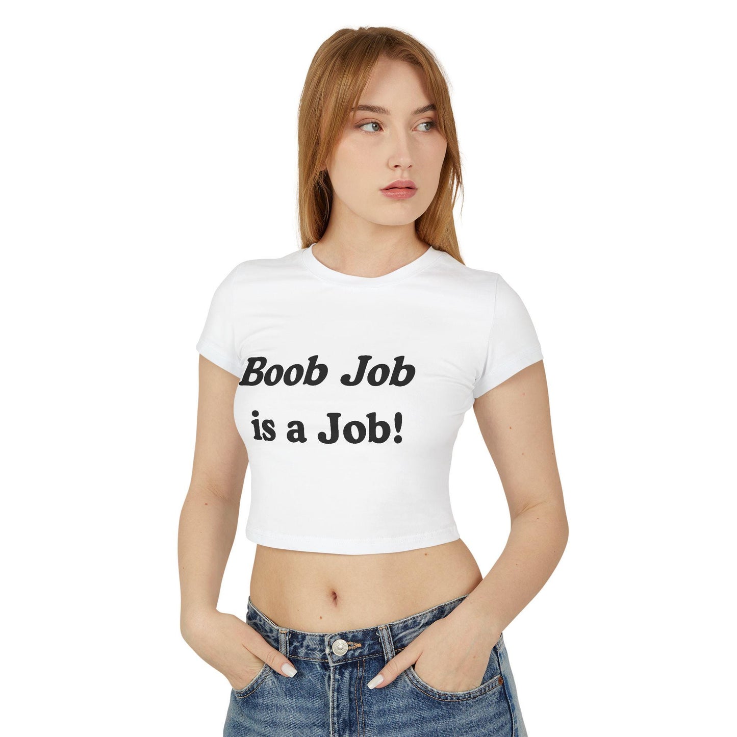 Boob Job Is a Job Baby Tee | Dirty Slutty Crop Top for Her, Funny NSFW Y2K Shirt, Bimbo Slutcore Tee, Kinky Tits Out T-Shirt, Gift for her