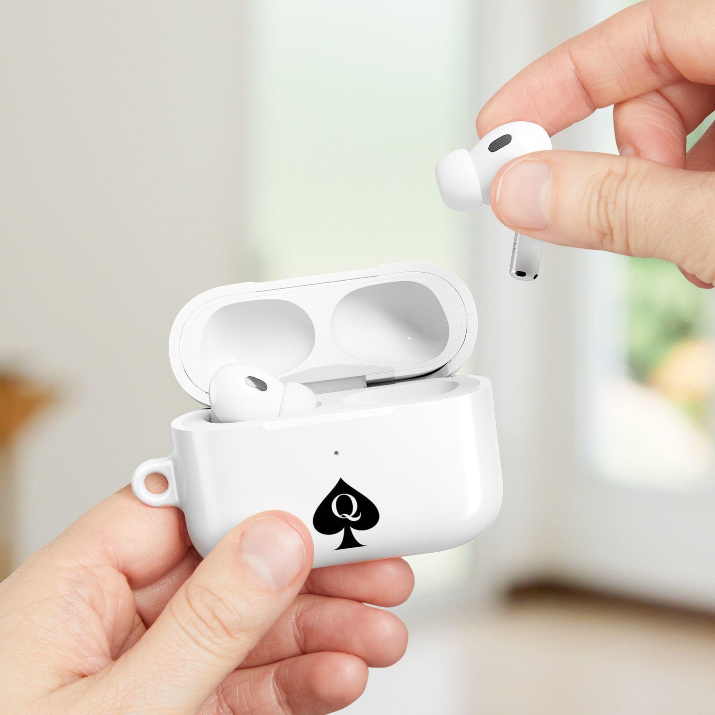 Queen of Spades AirPods Case | Hotwife QOS Symbol Cover with Carabiner, Cuckold Lifestyle, Swinger Kinky BBC Slut Gift Idea for Her