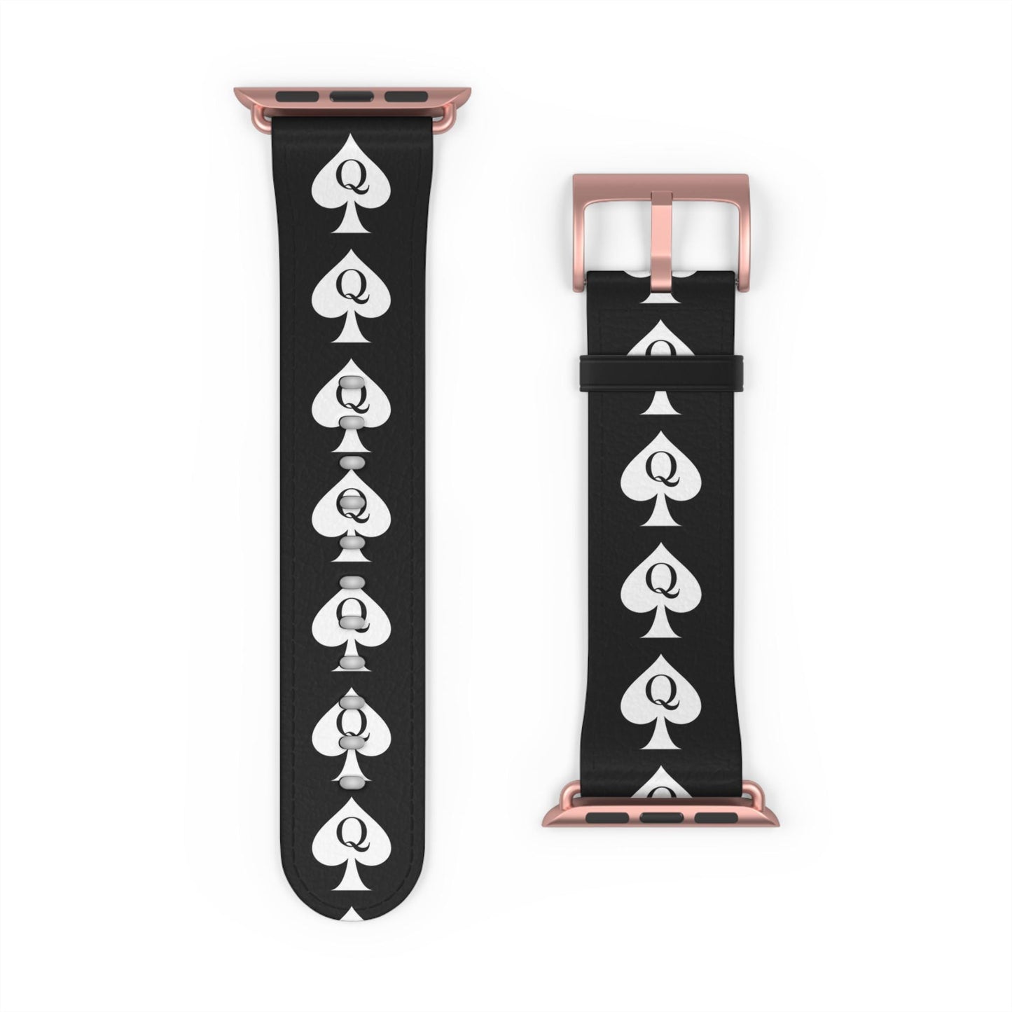 Queen of Spades Leather Apple Watch Band | QOS Faux Leather Strap for Hotwife, Cuckold Lifestyle, BBC Submissive Kinky BDSM Gift for Her