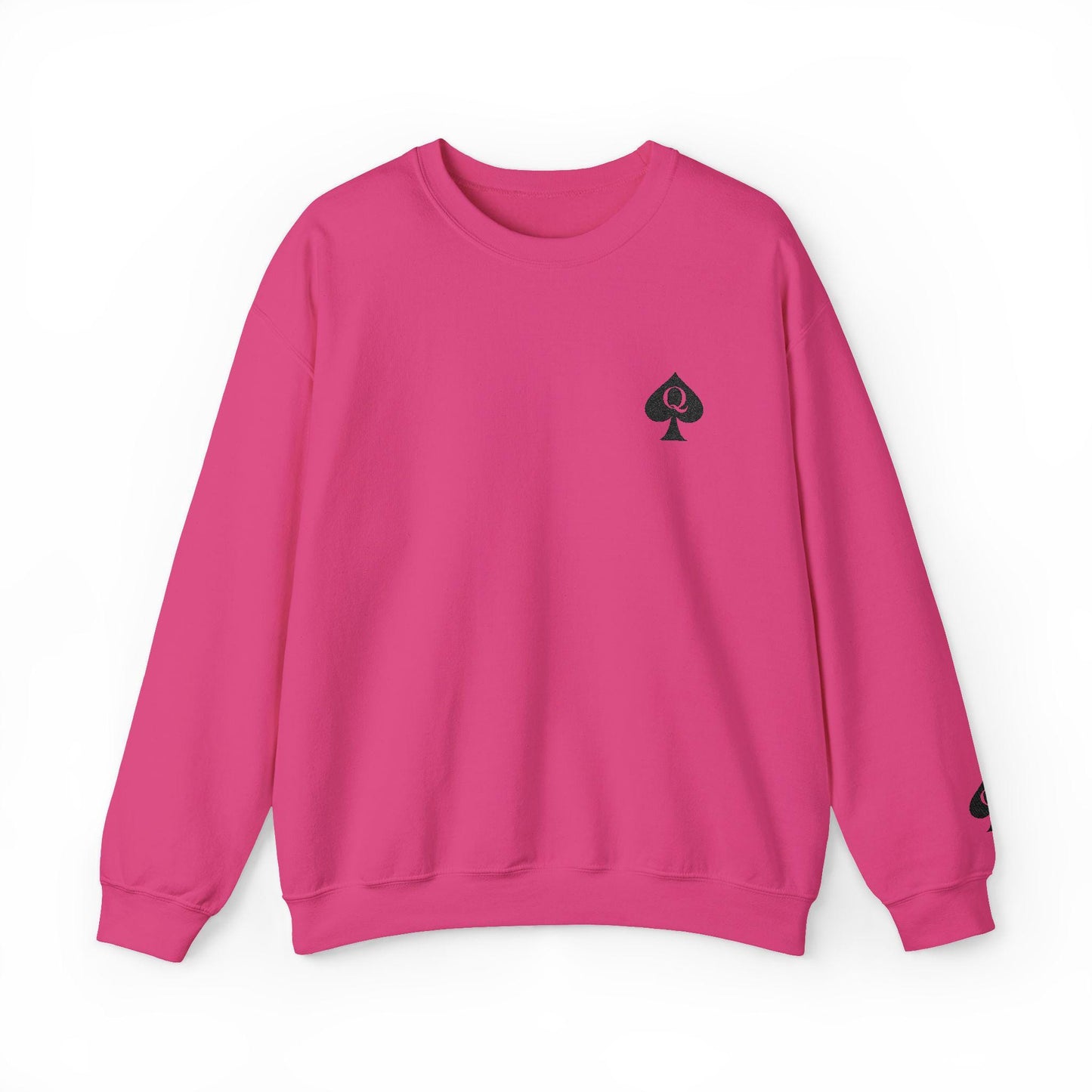 Queen of Spades Sweatshirt Embroidery, Unisex Heavy Blend Crewneck, QoS Hotwife Lifestyle Sweater, Swinger BDSM Apparel Gift for Him or Her