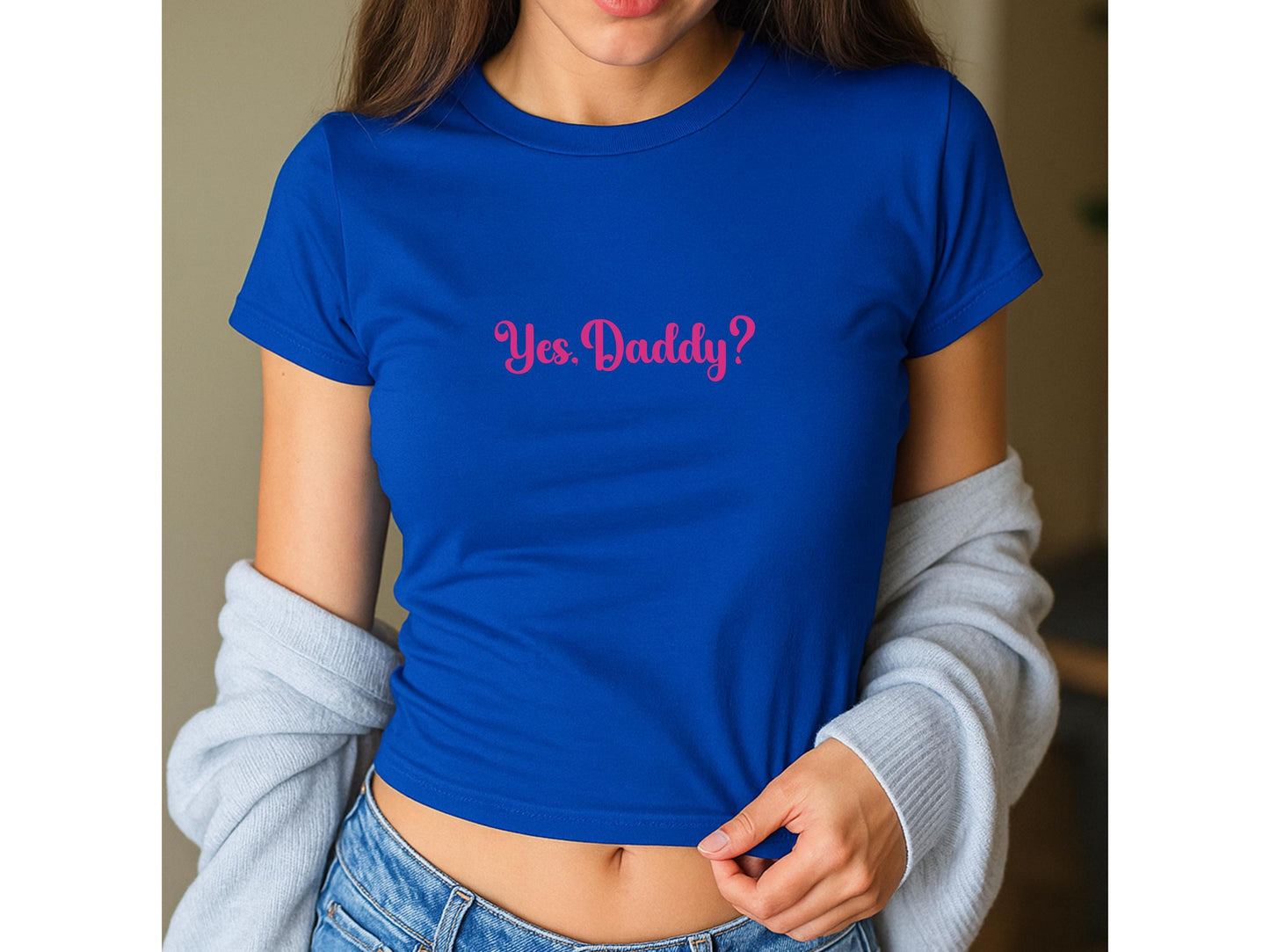 Yes Daddy Y2K Crop Top TShirt | DDLG, Daddy's Girl Tee, BDSM Roleplay, Submission, Kink, Hotwife, Lifestyle, Gift Idea for Her Wife gf