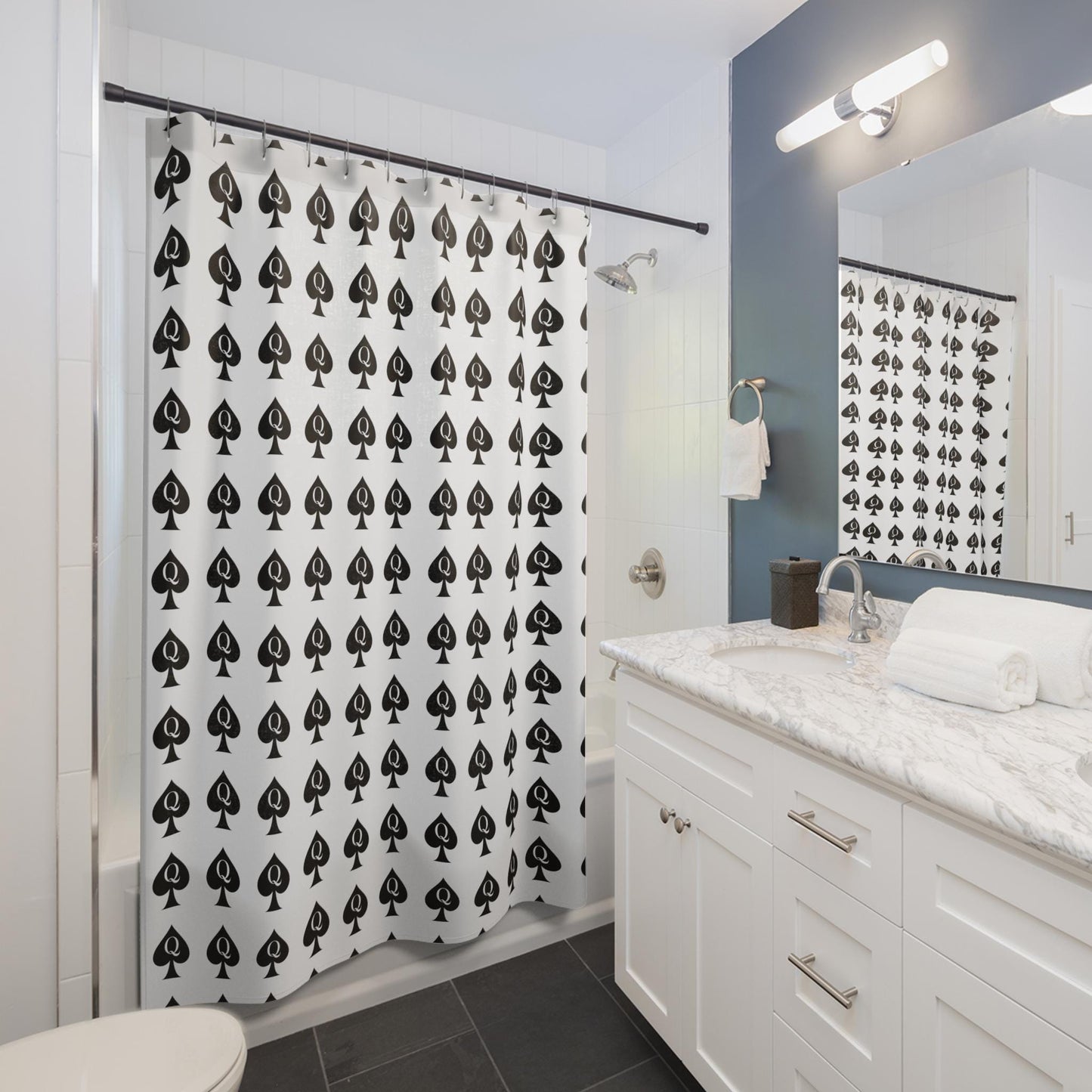 Queen of Spades Shower Curtain Hotwife Cuck Lifestyle Bathroom Decor QOS Symbol for Swinger Couples Bull Design