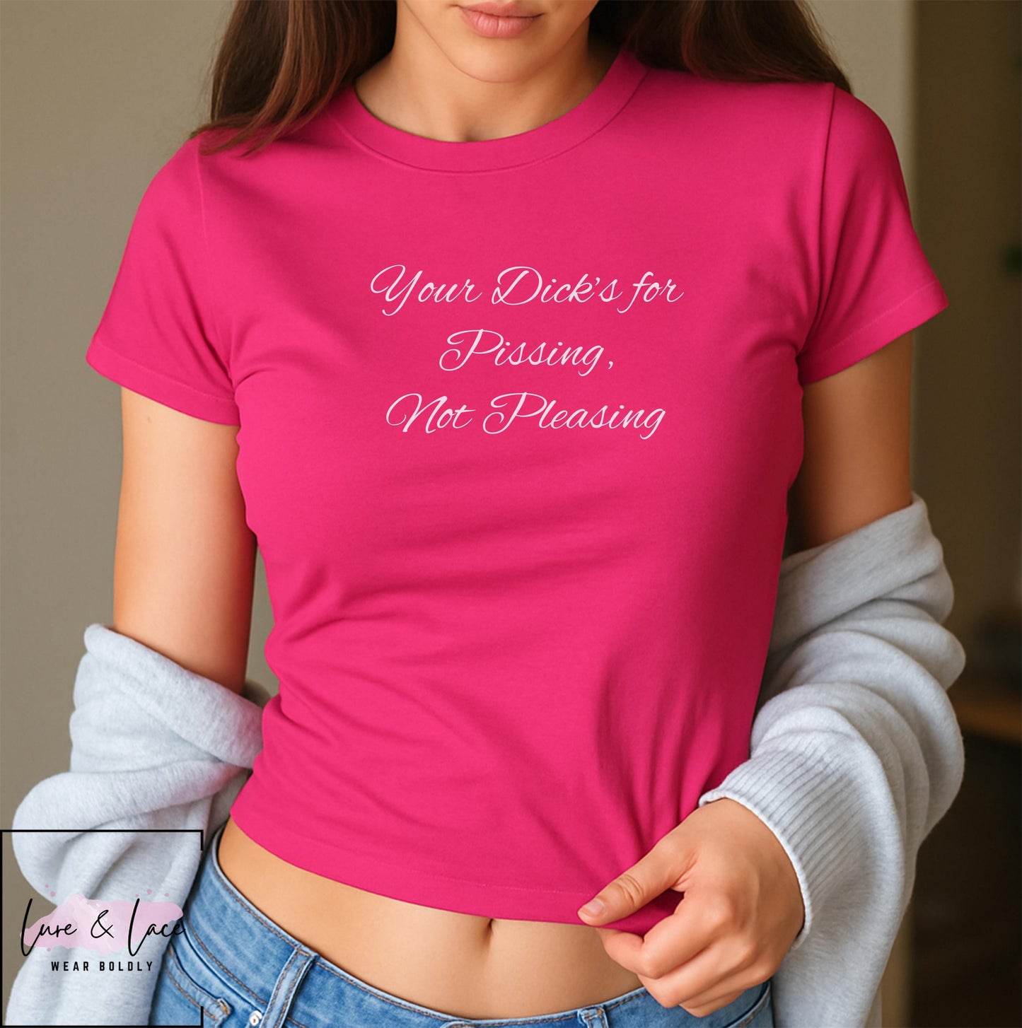 Your Dicks for Pissing, Not Pleasing Y2K Sexy Cute Baby Tee Crop Top, Naughty Apparel Queen of Spades Swinger