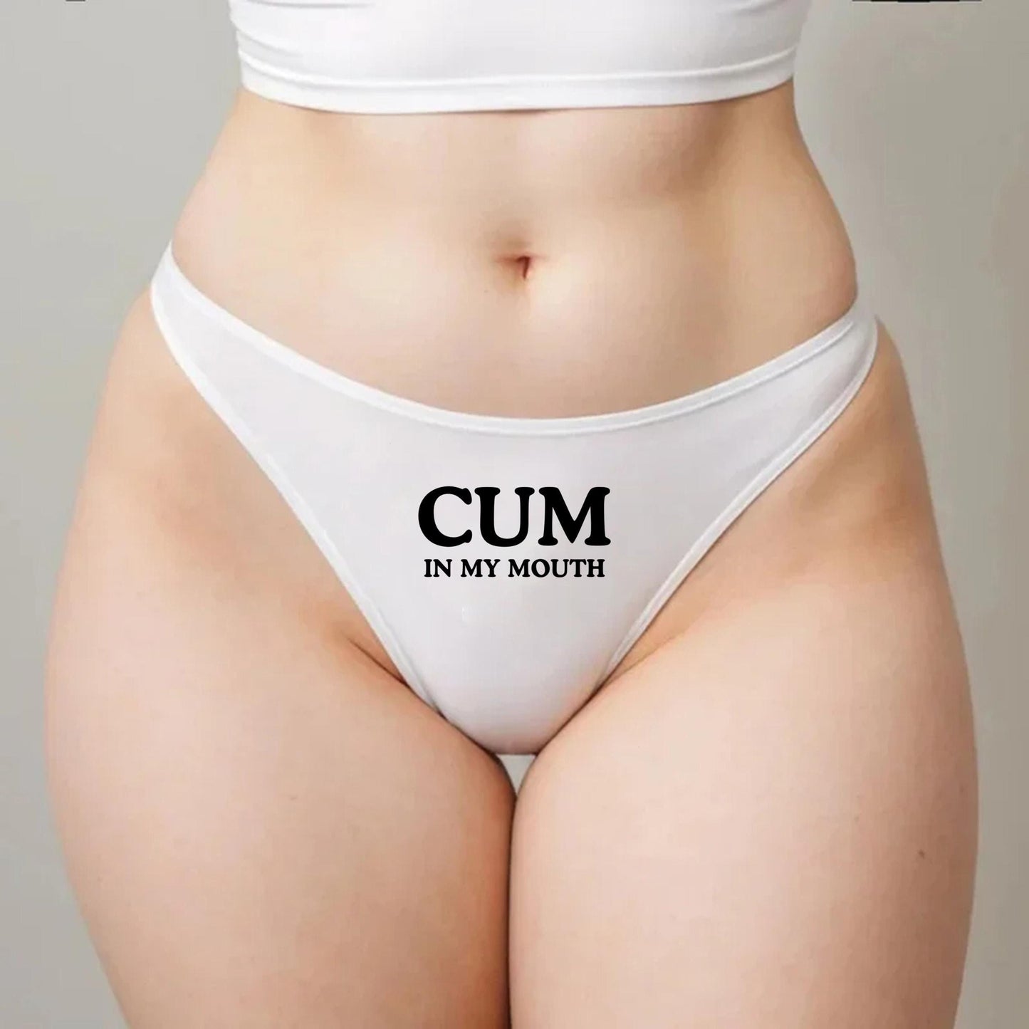 Cum In My Mouth Thong | Oral fun Hotwife lifestyle QoS Panties, Sexy Gift Idea for Wife, Queen of Spades, cuck husband Underwear