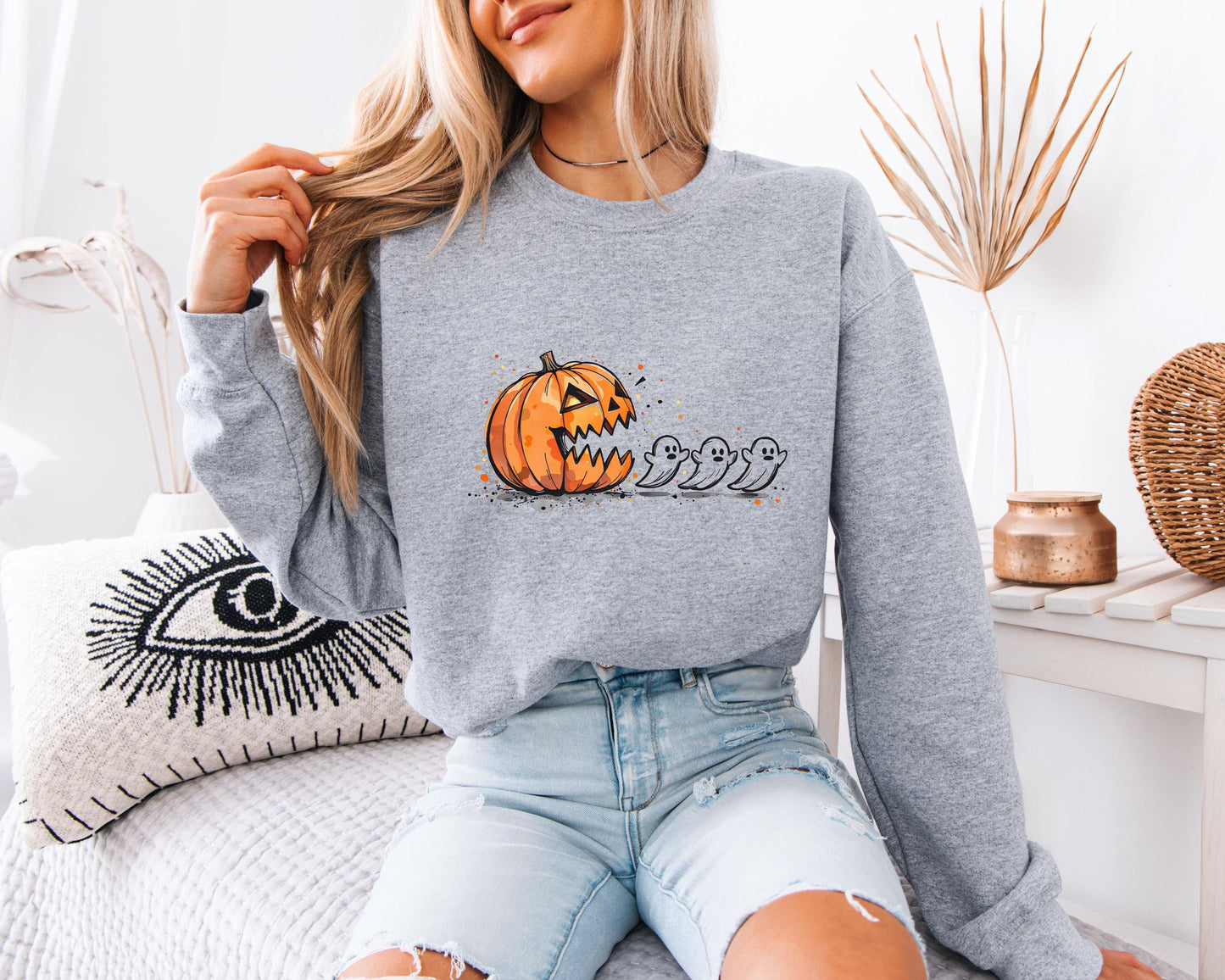 Halloween sweatshirt Deadly Pumpkin & Ghosts Funny Sweater Spooky Ghosts