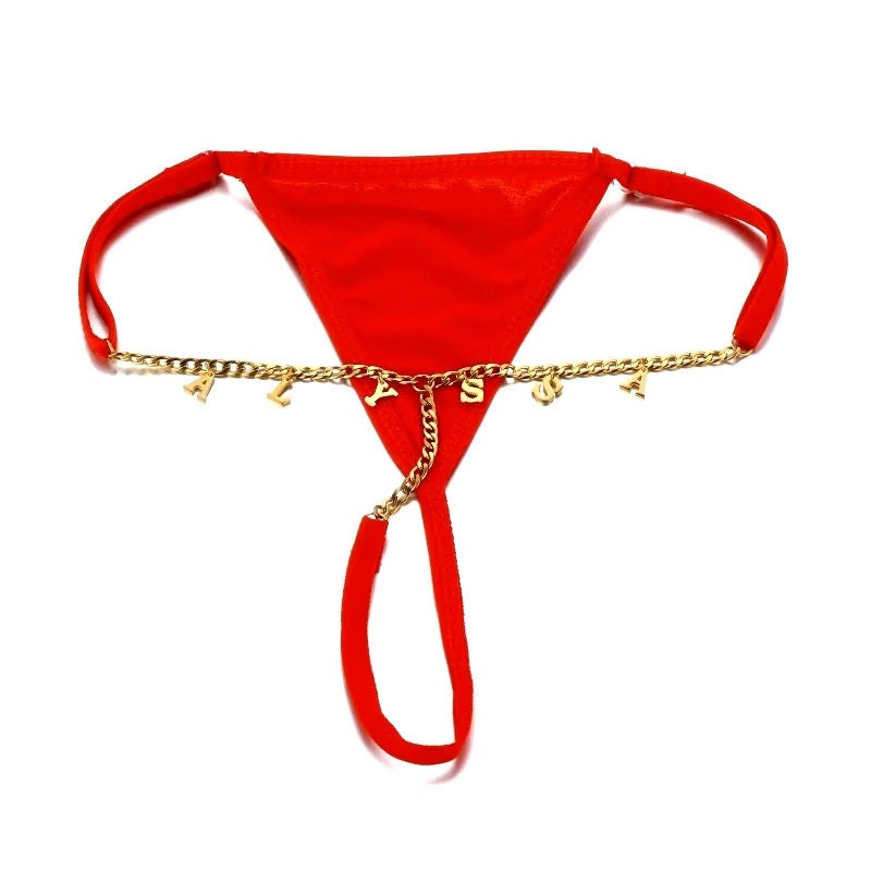 Custom panties Thong Sexy - Personalized Thong with Stainless Steel Letters | Sexy Women Underwear | Adjustable Triangle Bikini