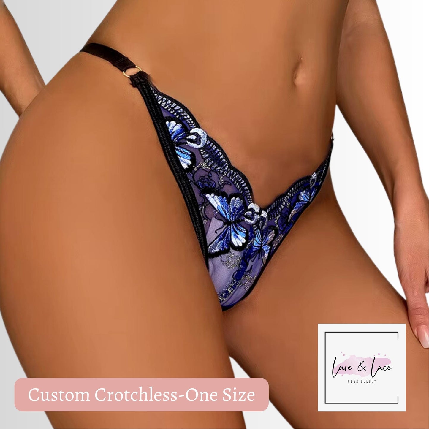 Crotchless custom Name Thong | Custom panty with Sexy Lace, Handmade Open Crotch, Bridal Lingerie, Open crotch tanga women valentine gift