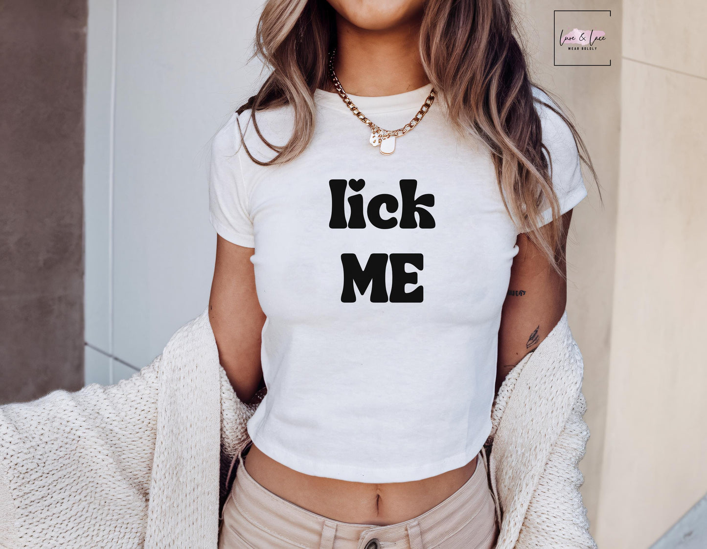 Lick Me Y2K Sexy Cute Baby Tee Crop Top, Date Night Naughty Apparel