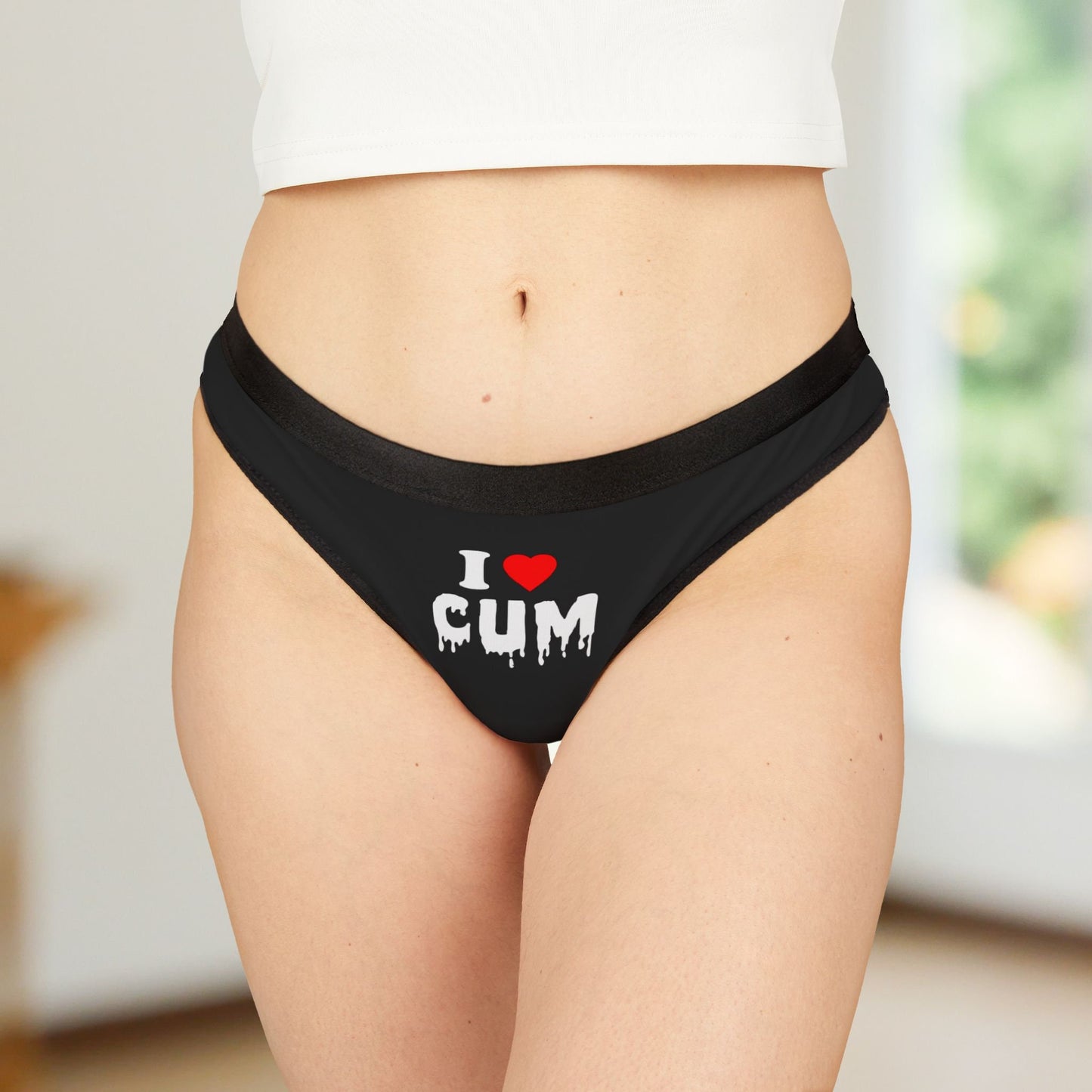 I love CUM, underwear for Sexy women, Swinger Lifestyle clothing, Slutwear, Hotwife MILF, Funny Underwear, blowjob thong