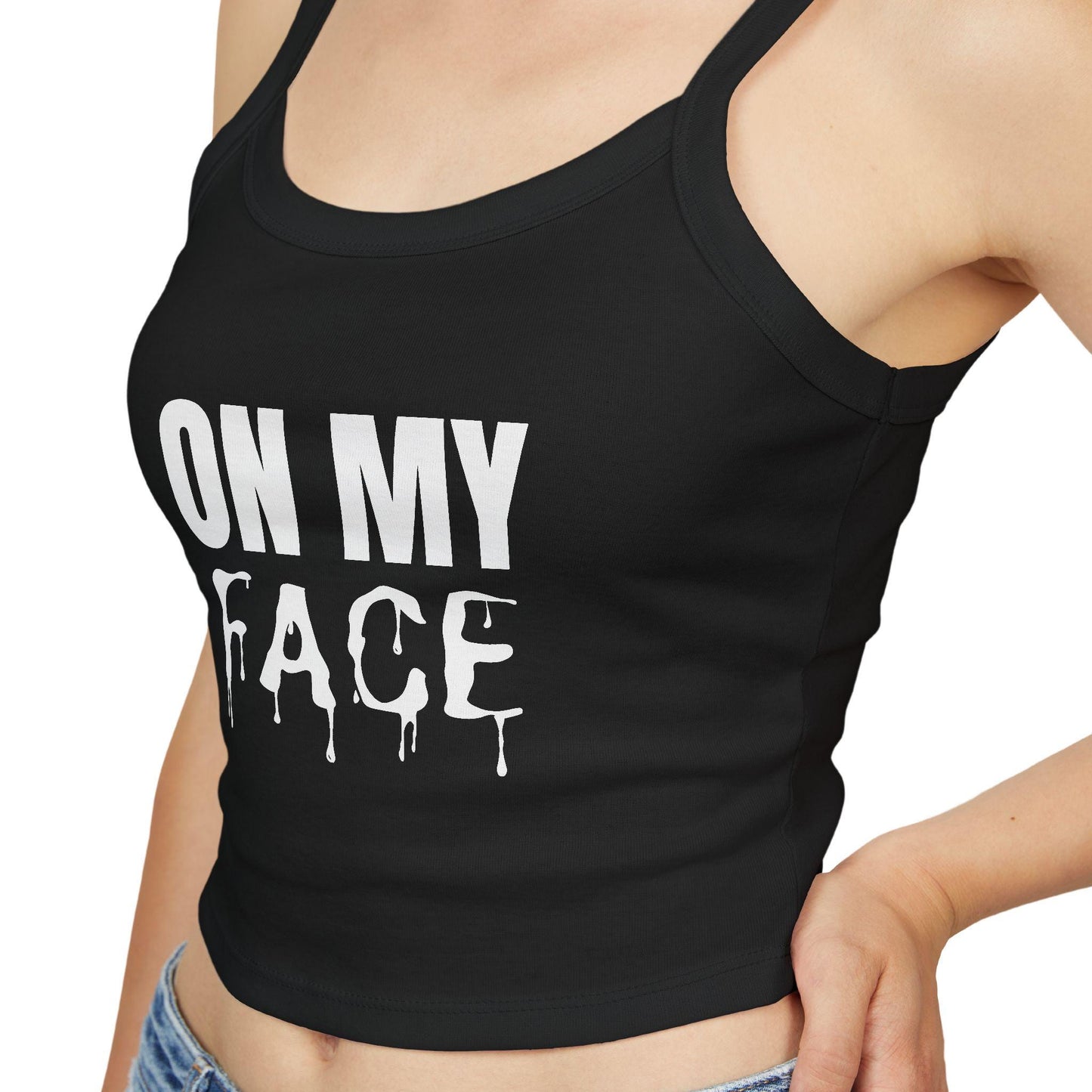 On my face Spaghetti strap crop top, Cumshot sexy Gift idea for her, wife, girlfriend, Naughty funny couple shirt, date night idea hotwife
