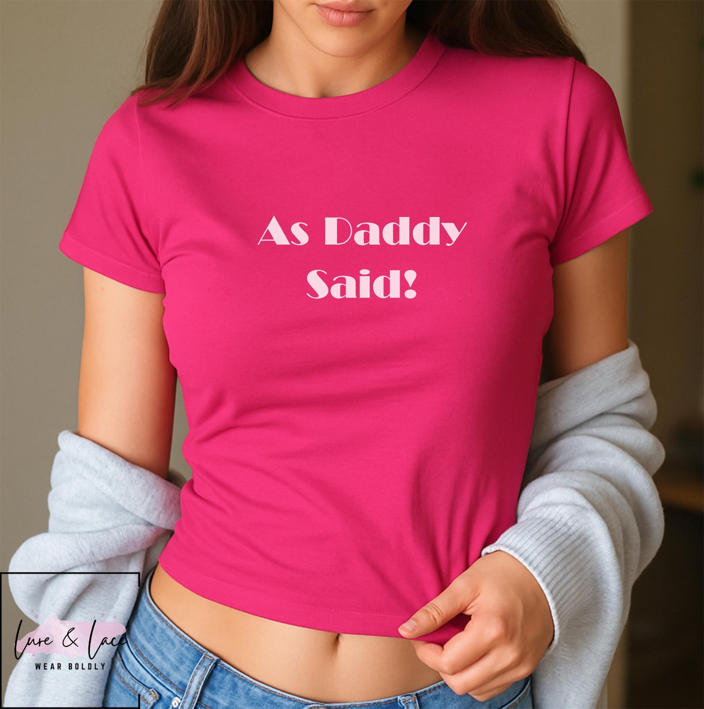 As Daddy Said! Y2K Sexy Cute Baby Tee Crop Top, DDLG, Daddy's Girl, Roleplaying Naughty Apparel