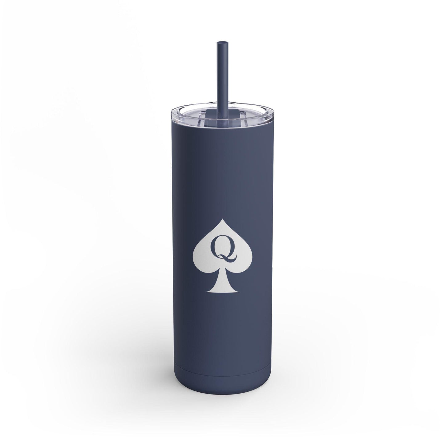 Queen of Spades Skinny Matte Tumbler 20oz QOS Hotwife Lifestyle Cuck Bull Stainless Steel Cup with Straw BPA Free Insulated Swinger Gift