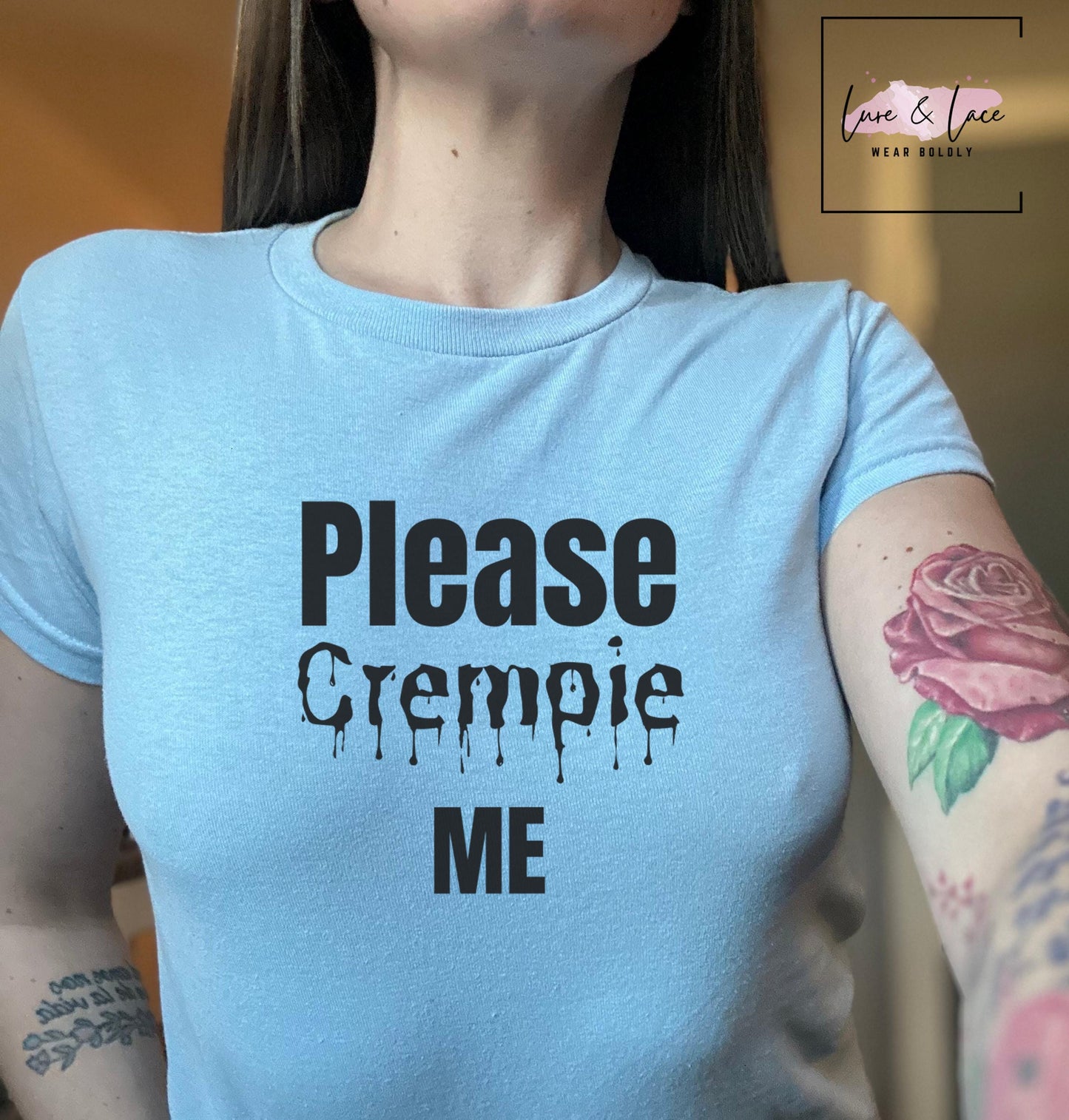 Please Creampie me Y2K Sexy Cute Baby Tee Crop Top, Date Night Naughty Apparel