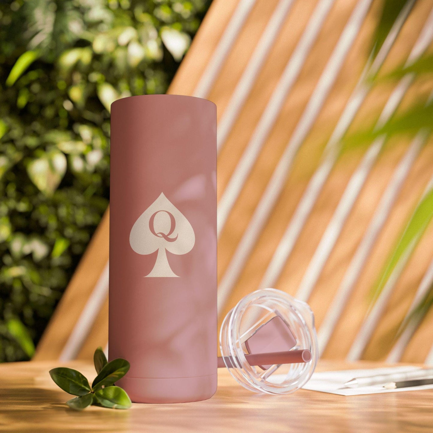 Queen of Spades Skinny Matte Tumbler 20oz QOS Hotwife Lifestyle Cuck Bull Stainless Steel Cup with Straw BPA Free Insulated Swinger Gift