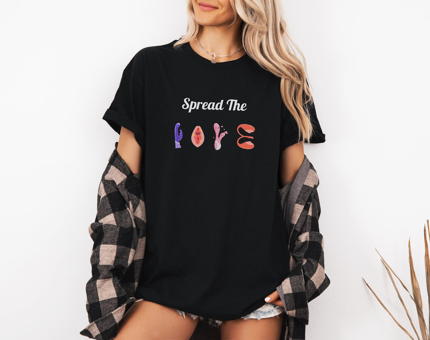 Sexy Spread the LOVE Tshirt, Naughty Tshirt for fun, Gag Gift, Adult Humor Dildo T-shirt, Vibrator Shirt, naughty gift for her Bachelorette