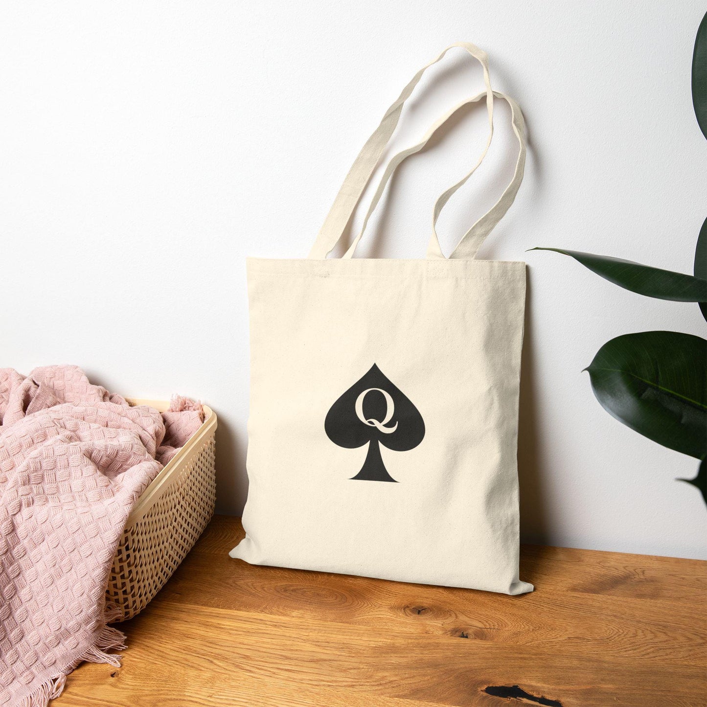 Queen of Spades Cotton Tote Bag | QOS Hotwife Lifestyle Gift, Kinky Black Canvas Bag, BBC Swinger Pineapple Shopping Tote cuckold fantasy