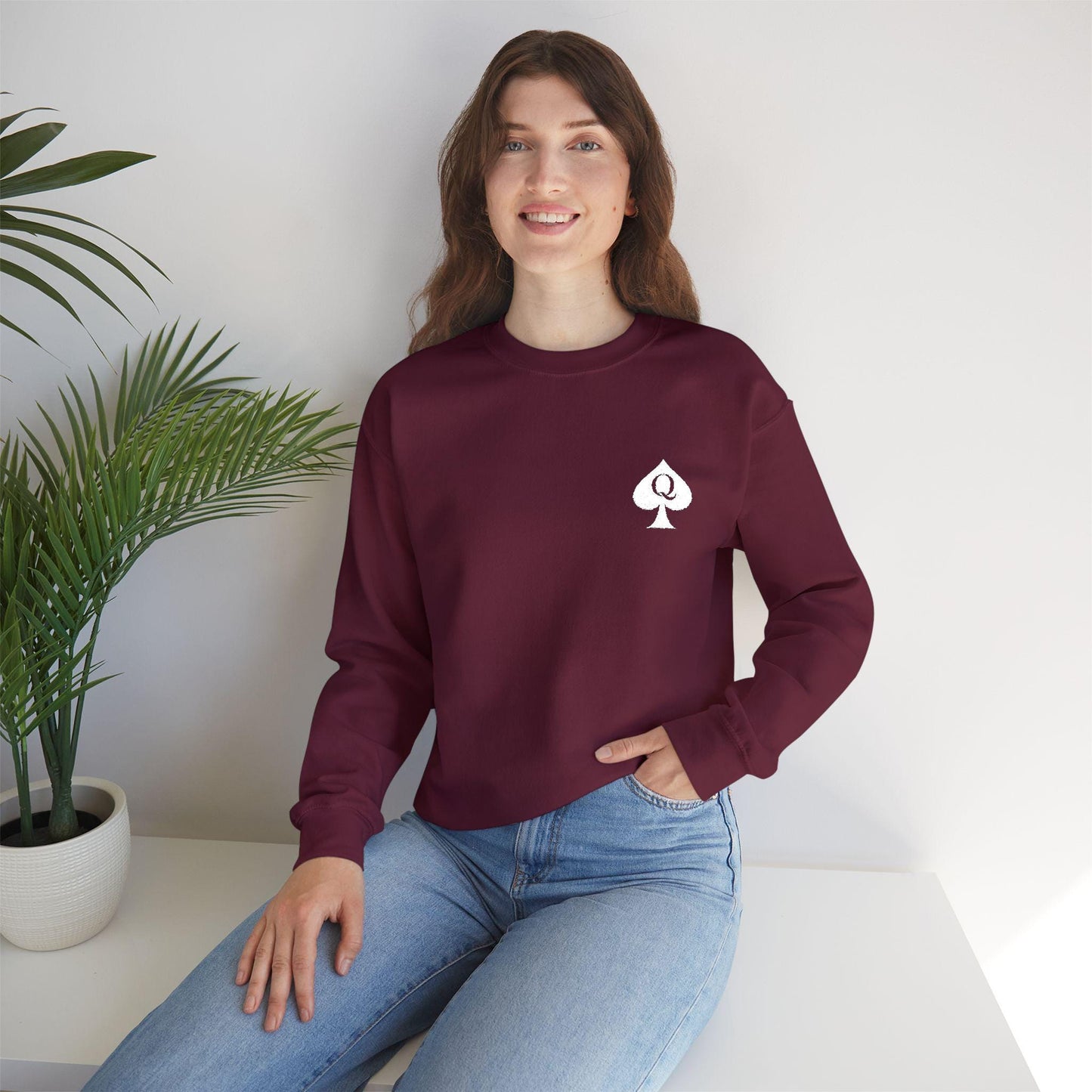 Hotwife Embroidery Sweatshirt , Unisex QoS Heavy Blend Crewneck, Queen of Spades Lifestyle Sweater, Swinger BDSM Apparel Gift for Him or Her