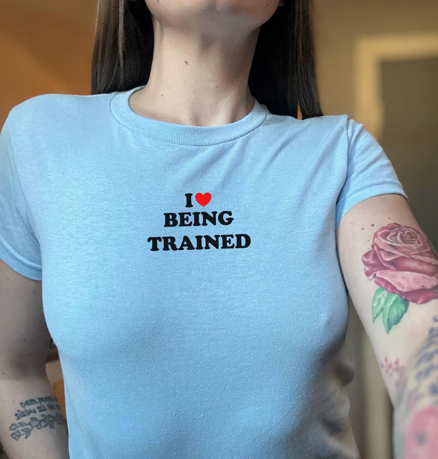 I Love Being Trained Y2K Crop Top Submission Discipline BDSM Kink Training Power Exchange Bold Gift Idea for Her
