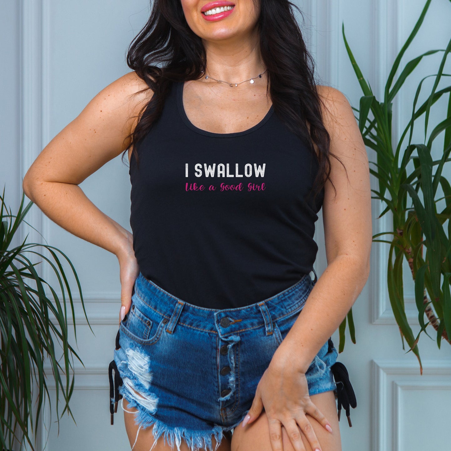 I swallow like a good girl Swinger Clothes Tank Top, cum lover blowjob shirt. oral sex, sexy naughty shirt Lifestyle , Hotwife MILF Clothes