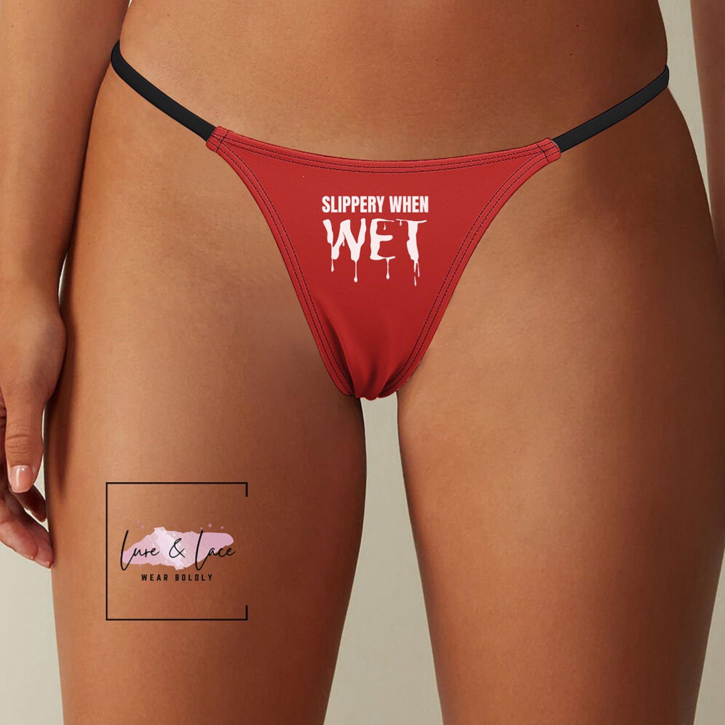 Slippery When Wet Sexy Thong G-String, Naughty Lingerie Panties, Date Night Underwear