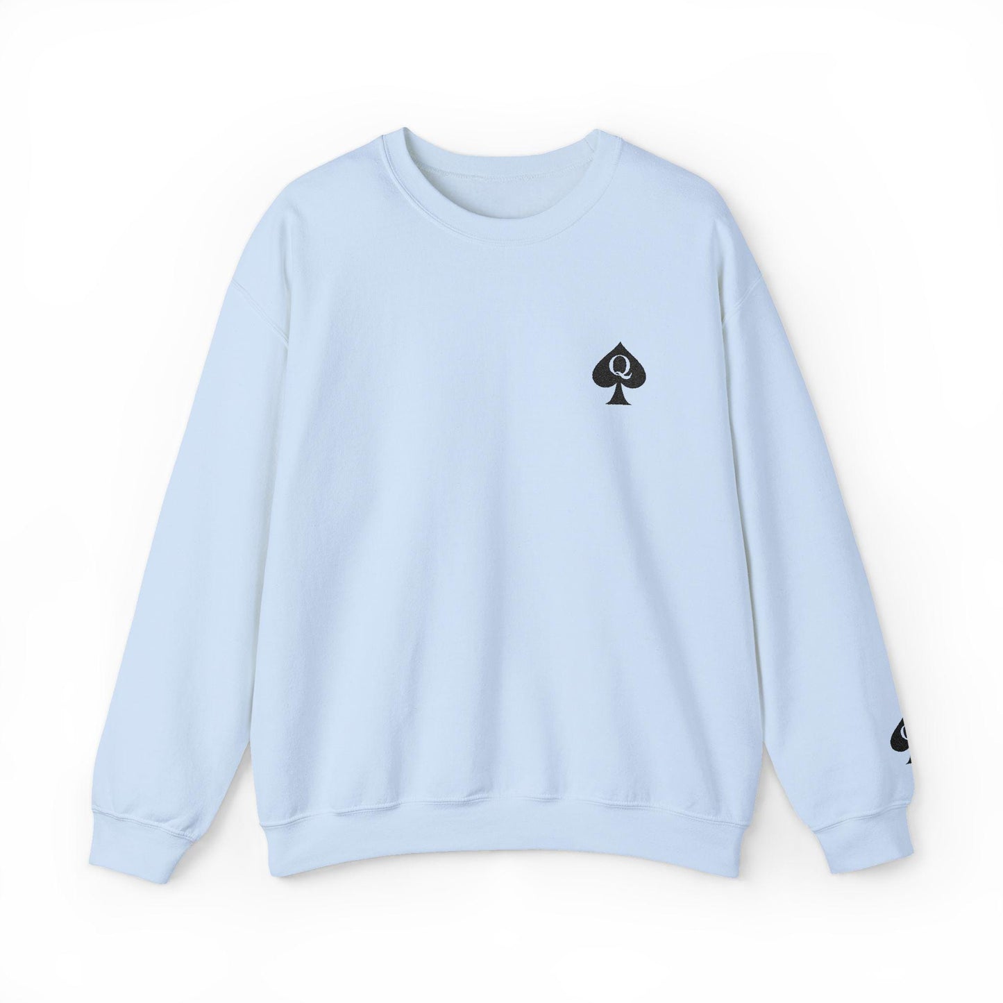 Queen of Spades Sweatshirt Embroidery, Unisex Heavy Blend Crewneck, QoS Hotwife Lifestyle Sweater, Swinger BDSM Apparel Gift for Him or Her