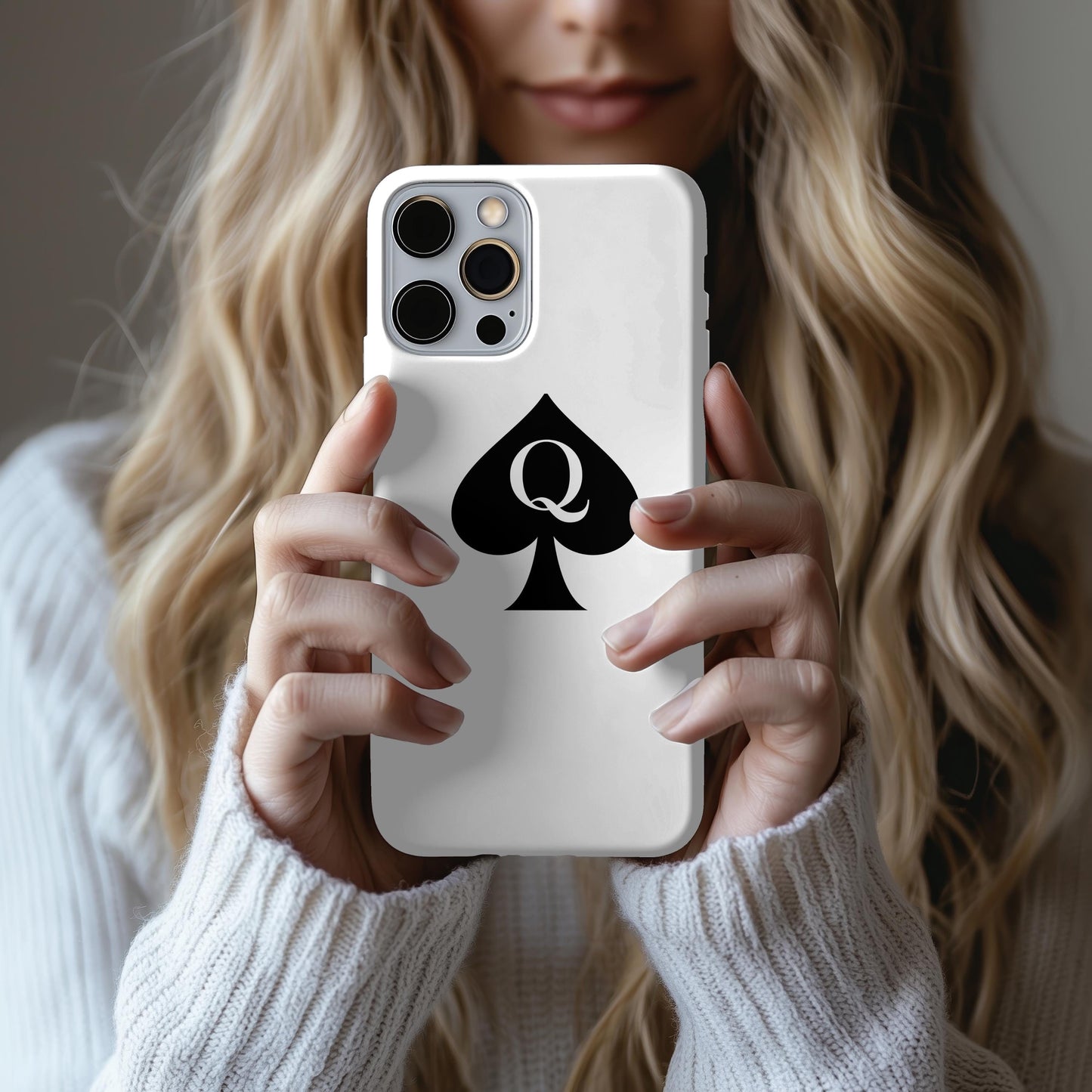 Queen of Spades Tough Phone Case, QOS Hotwife Lifestyle Cuck Bull Symbol, Glossy Protective Cover, Swinger Lifestyle Pineapple