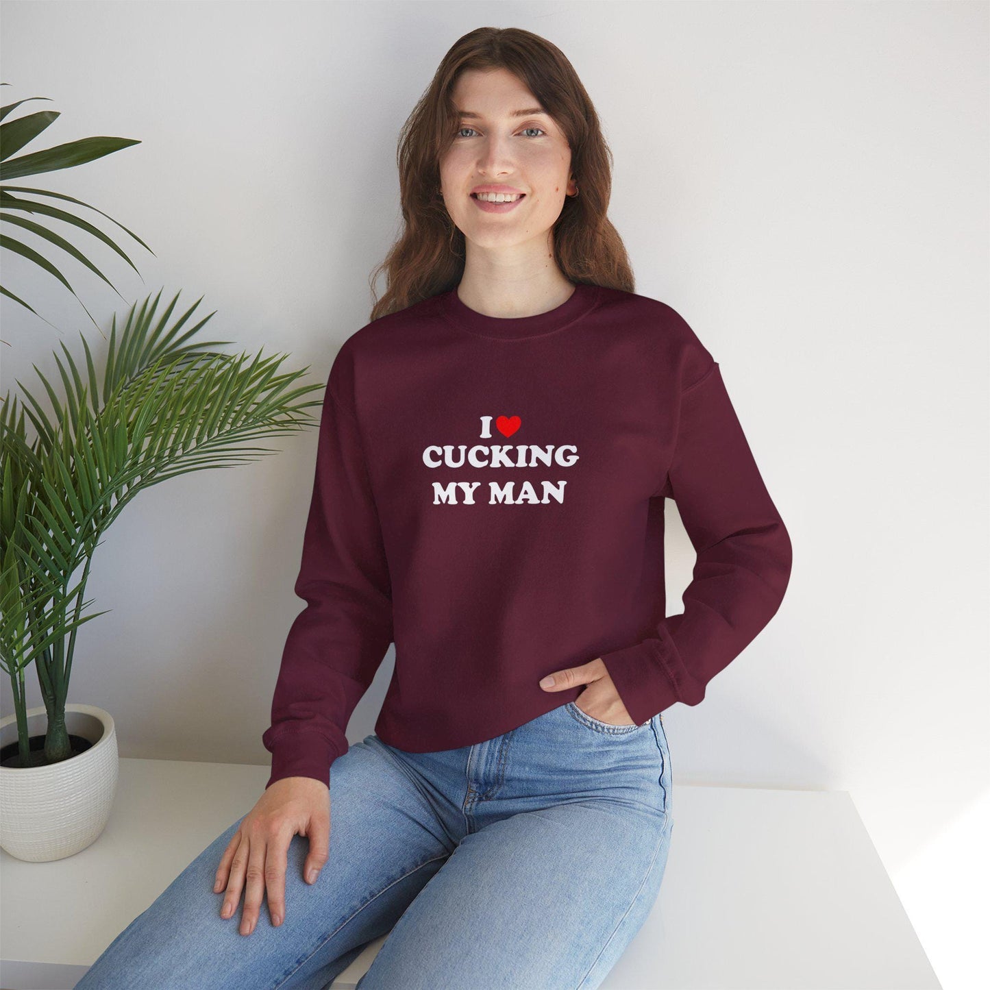 I Love Cucking My Man Crewneck Sweatshirt, Cuckold Hotwife Swinger Lifestyle Power Play Submission Gift Idea for Her, cuckold bull gift