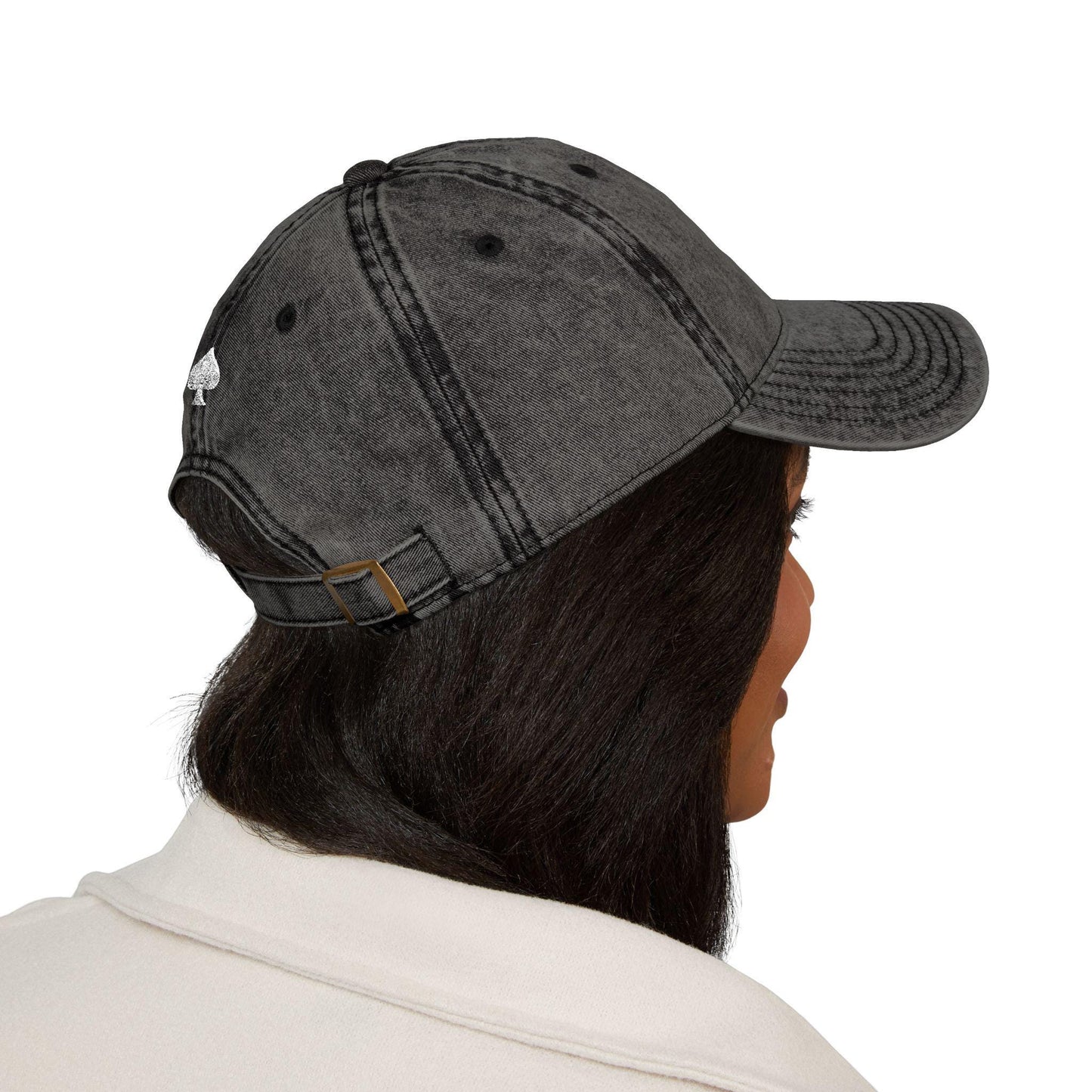 Queen Of Spades Vintage Embroidered Dad Cap | QOS Hat, Kinky Swinger Lifestyle Accessory, Distressed Cotton Twill Cap, BDSM Symbol Hat