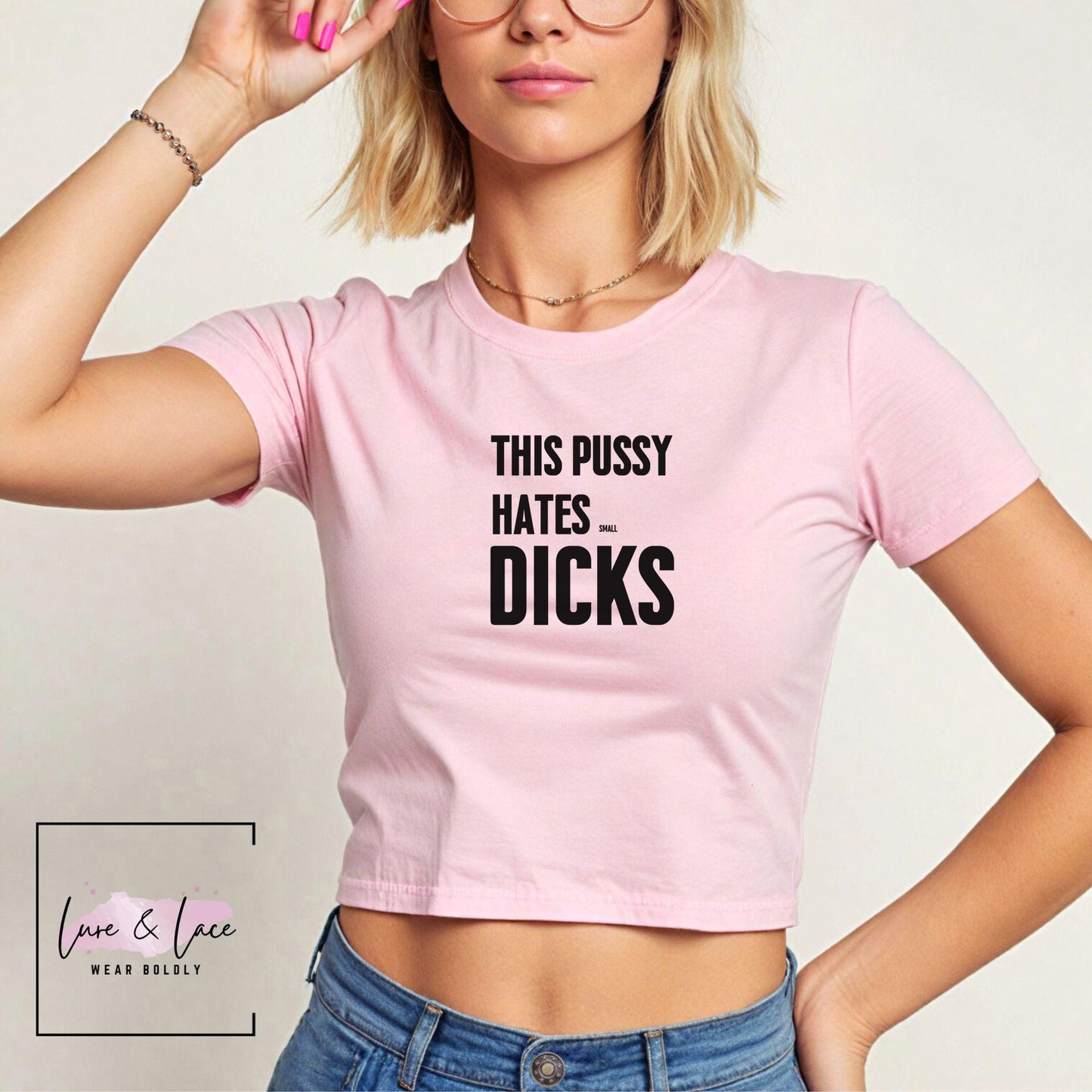 This Pussy Hates small Dicks Y2K Sexy Cute Baby Tee Crop Top, Naughty Apparel Queen of Spades Swinger