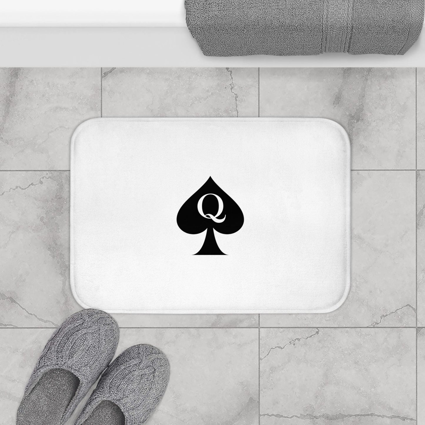 Queen of Spades Bath Mat Hotwife Cuck Lifestyle QOS Symbol Rug Non-Slip Memory Foam Bull Design Kinky Bathroom Decor