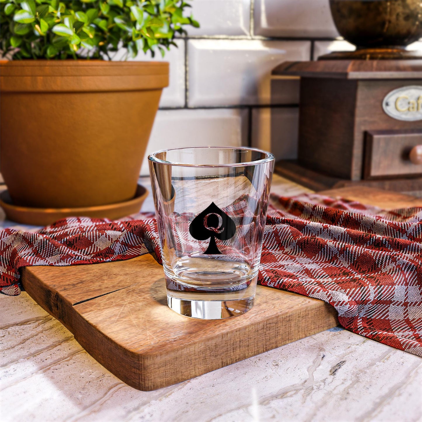 Queen of Spades Shot Glass 1.5oz QOS Hotwife Lifestyle Barware Cuck Bull Symbol Swinger Party Gift Naughty Drinking Glass