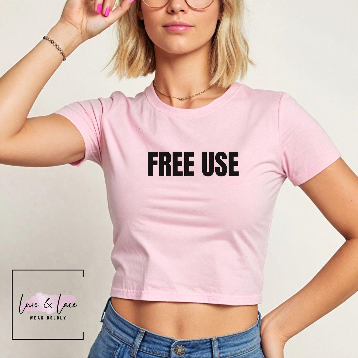 FREE USE Y2K Sexy Cute Baby Tee Crop Top, Date Night Naughty Apparel
