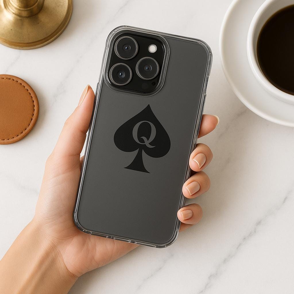 Queen of Spades Clear Phone Case iPhone Samsung , QOS Hotwife Lifestyle Symbol, Cuck Bull Swinger Design, Lightweight Protective Cover