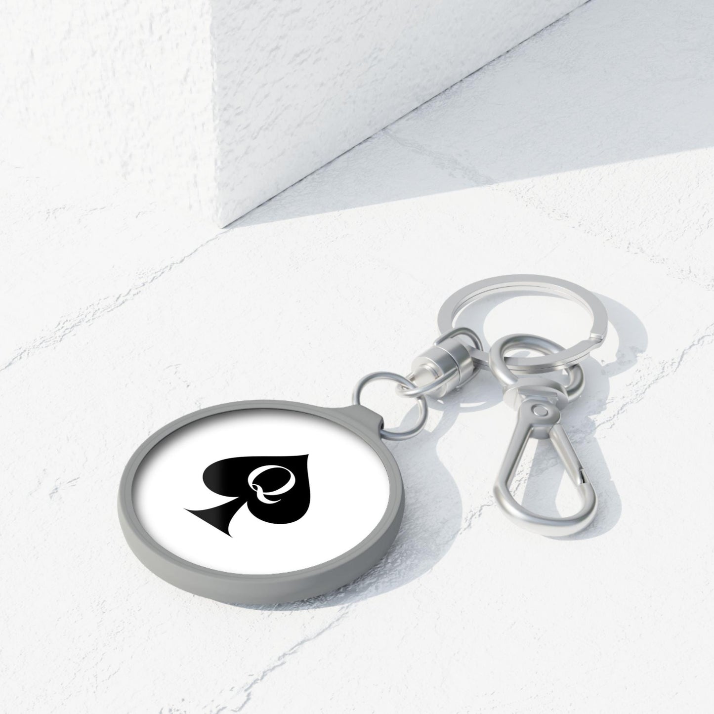 Queen of Spades Round Keychain | QOS Key Tag Gift for Her, Hotwife Lifestyle BBC Cuckold Symbol, Swinger Kink Accessory