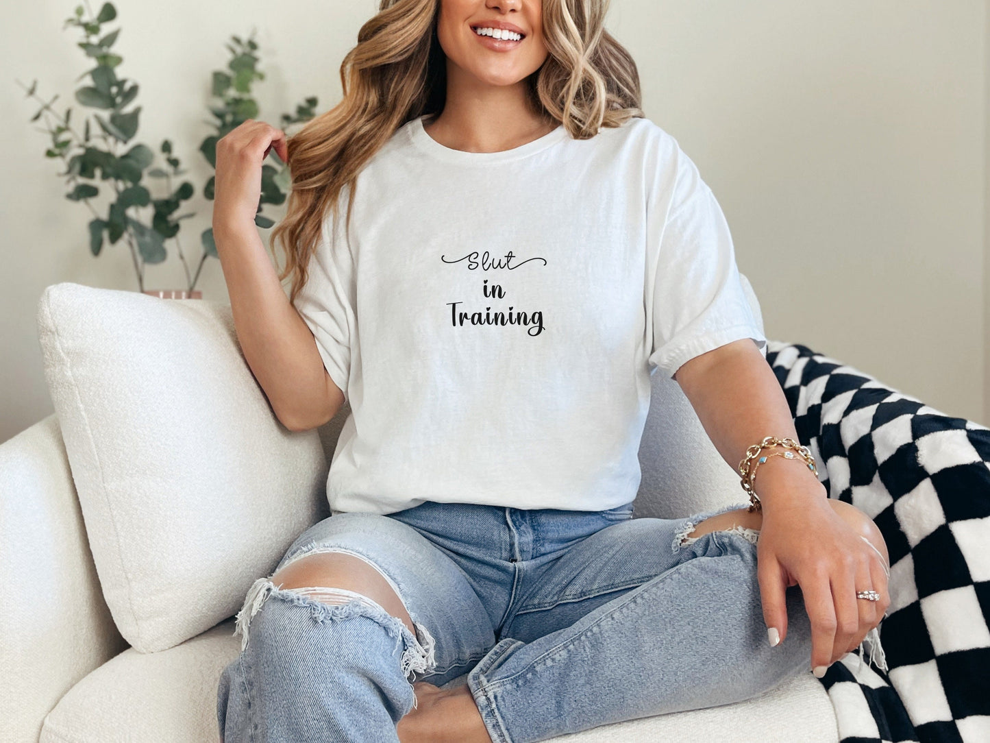 Slut in Training Tshirt, Naughty Tshirt for fun, Gag Gift, Adult Humor T-shirt, MILF hotwife Shirt, naughty gift for her, Bachelorette