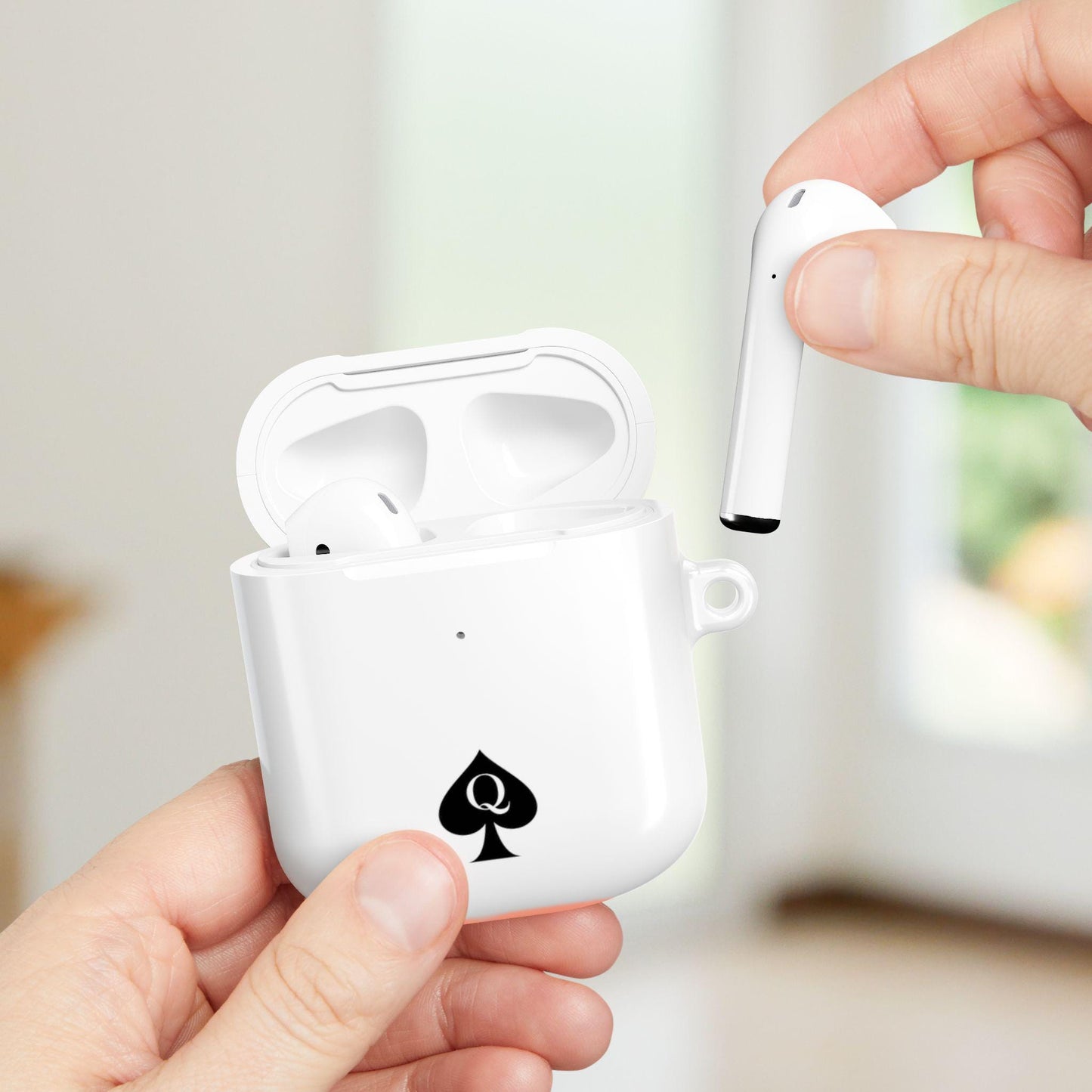 Queen of Spades AirPods Case | Hotwife QOS Symbol Cover with Carabiner, Cuckold Lifestyle, Swinger Kinky BBC Slut Gift Idea for Her