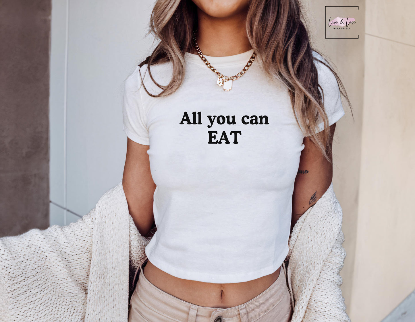 All you can EAT Y2K Sexy Cute Baby Tee Crop, Date Night Naughty Apparel