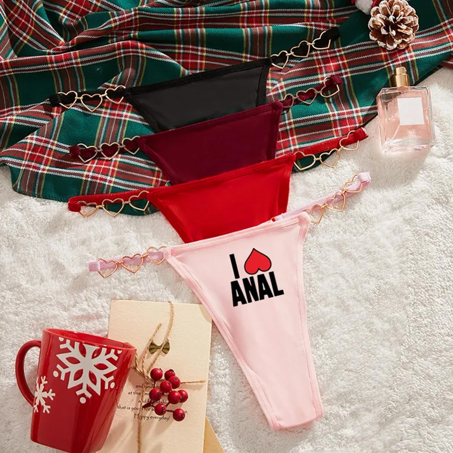 I LOVE ANAL Panties| I heart Anal sex, Thong Sexy Underwear for Roleplay & Adult Fun, anal slut gift for hot wife, girlfriends, gag gift