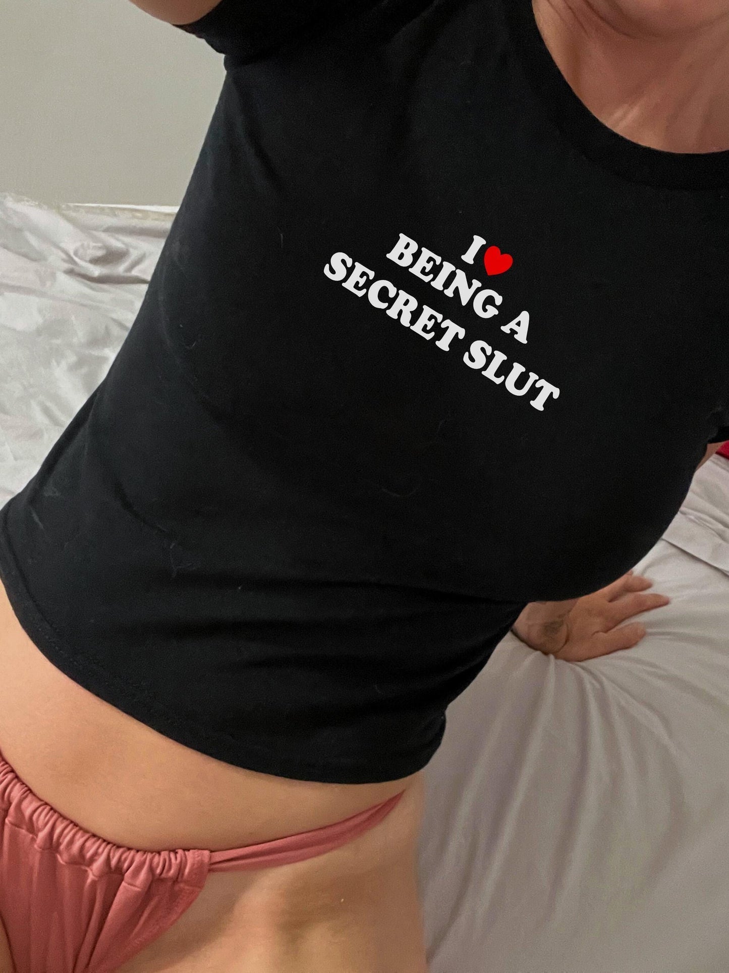 I Love Being a Secret Slut Y2K Crop Top Flirty Sexy Power Play Submission Kink Hotwife Swinger Lifestyle Gift Idea for Her