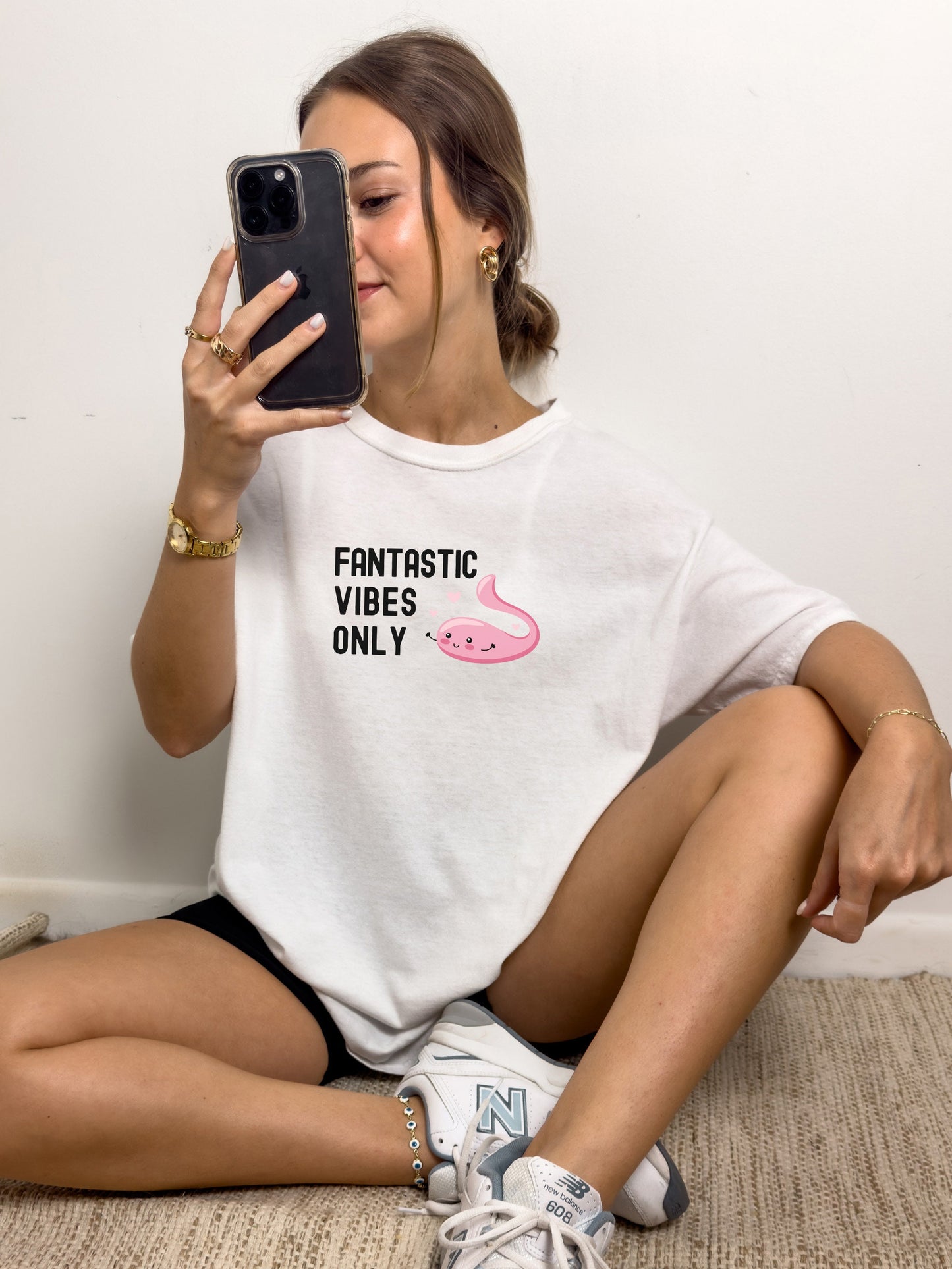 Funny Vibrator T-Shirt Fantastic Vibes Only, Naughty Adult Humor Dildo Tee, Bachelorette Party, Gag Gift for Sexy Girls and Women, Orgasms