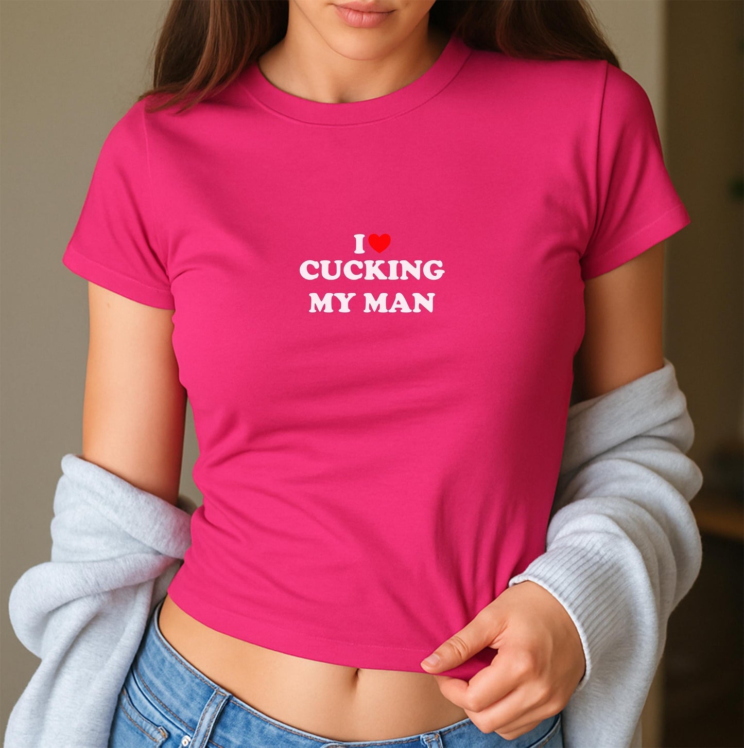 I Love Cucking My Man Y2K Crop Top Cuckold Hotwife Swinger Lifestyle Power Play Submission Gift Idea for Her
