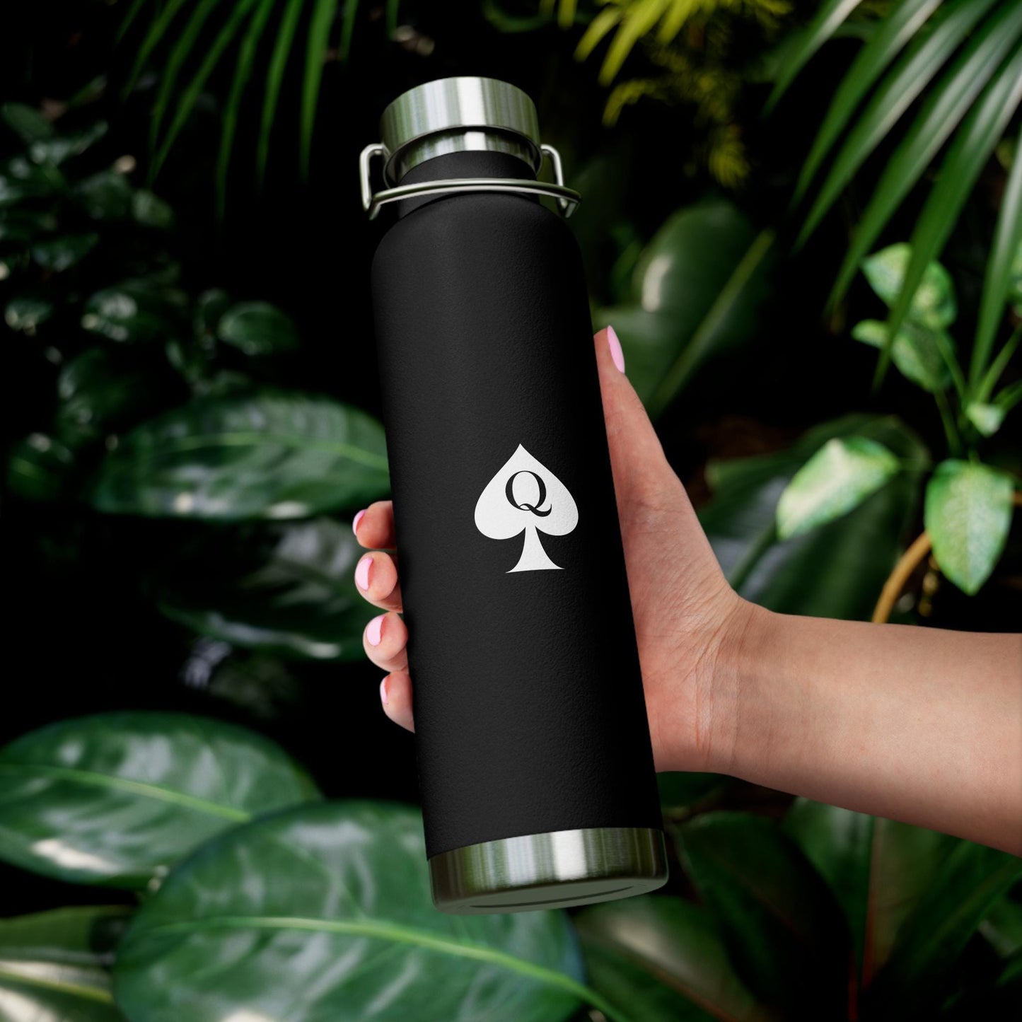 Queen of Spades Copper Vacuum Bottle 22oz QOS Hotwife Lifestyle Cuck Bull Insulated Water Bottle Spill Proof BPA Free Swinger Gift