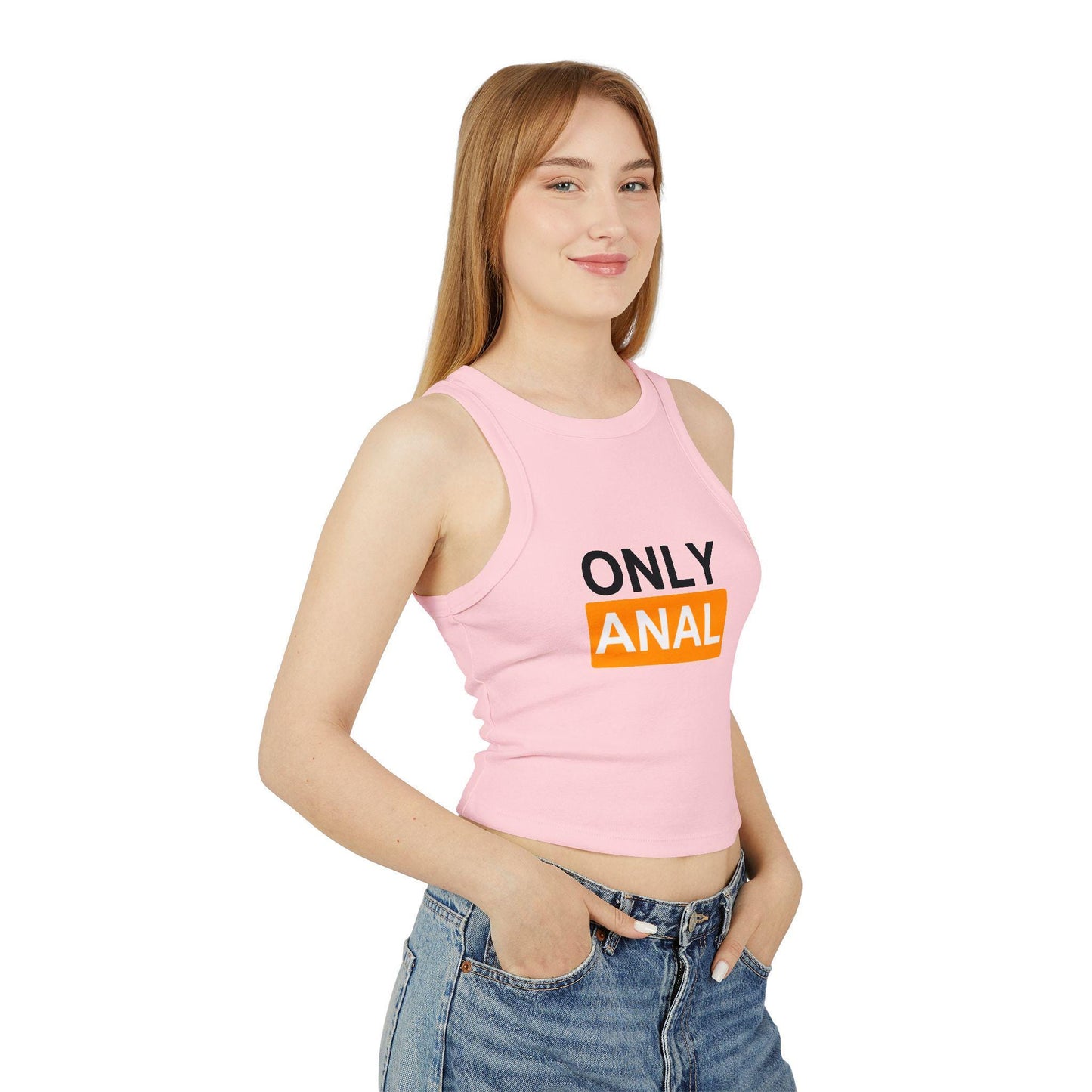ONLY ANAL Racerback Tank Top | Anal Slut Shirt gift idea for Her|Sexy Roleplay Outfit, Naughty Anniversary gift wife Girlfriend GF Valentine