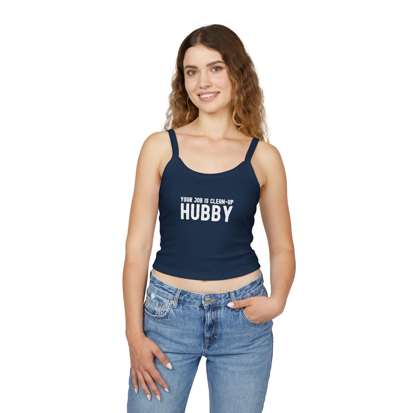Your Job Is Clean-Up hubby Spaghetti strap crop top, Hotwife lifestyle sexy Gift idea for her, wife, Bull, Queen of Spades Cuck