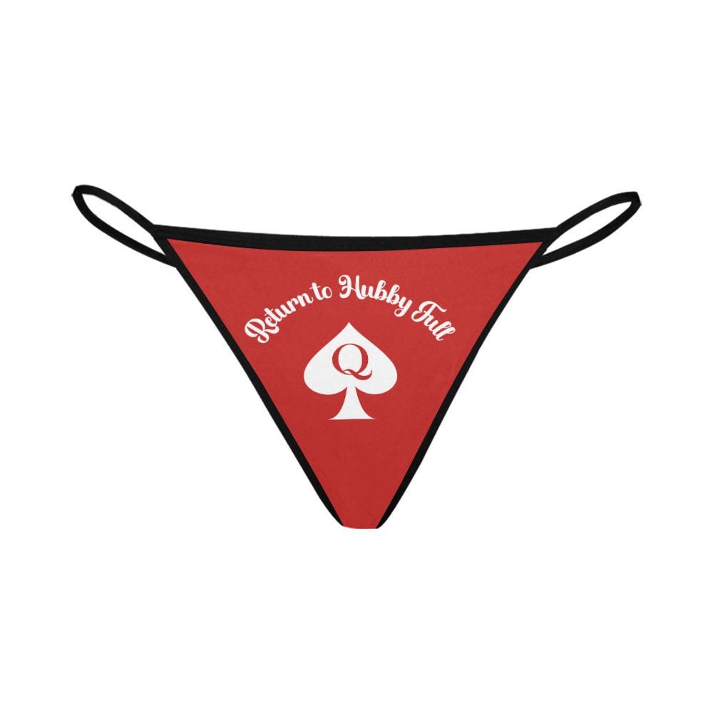 Return to Hubby Queen of Spades Gstring Thong Sexy Underwear for BBC Wife Gift | Swinger Lifestyle Cuckold Pineapple Erotic Lingerie