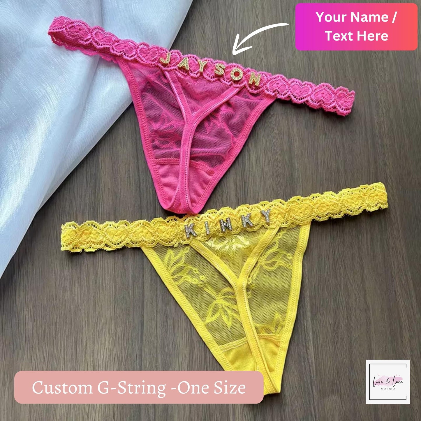 Custom panties Name G-String Thong | Custom panty with Sexy mesh, Handmade Bridal Lingerie, personalized thong, women valentine gift